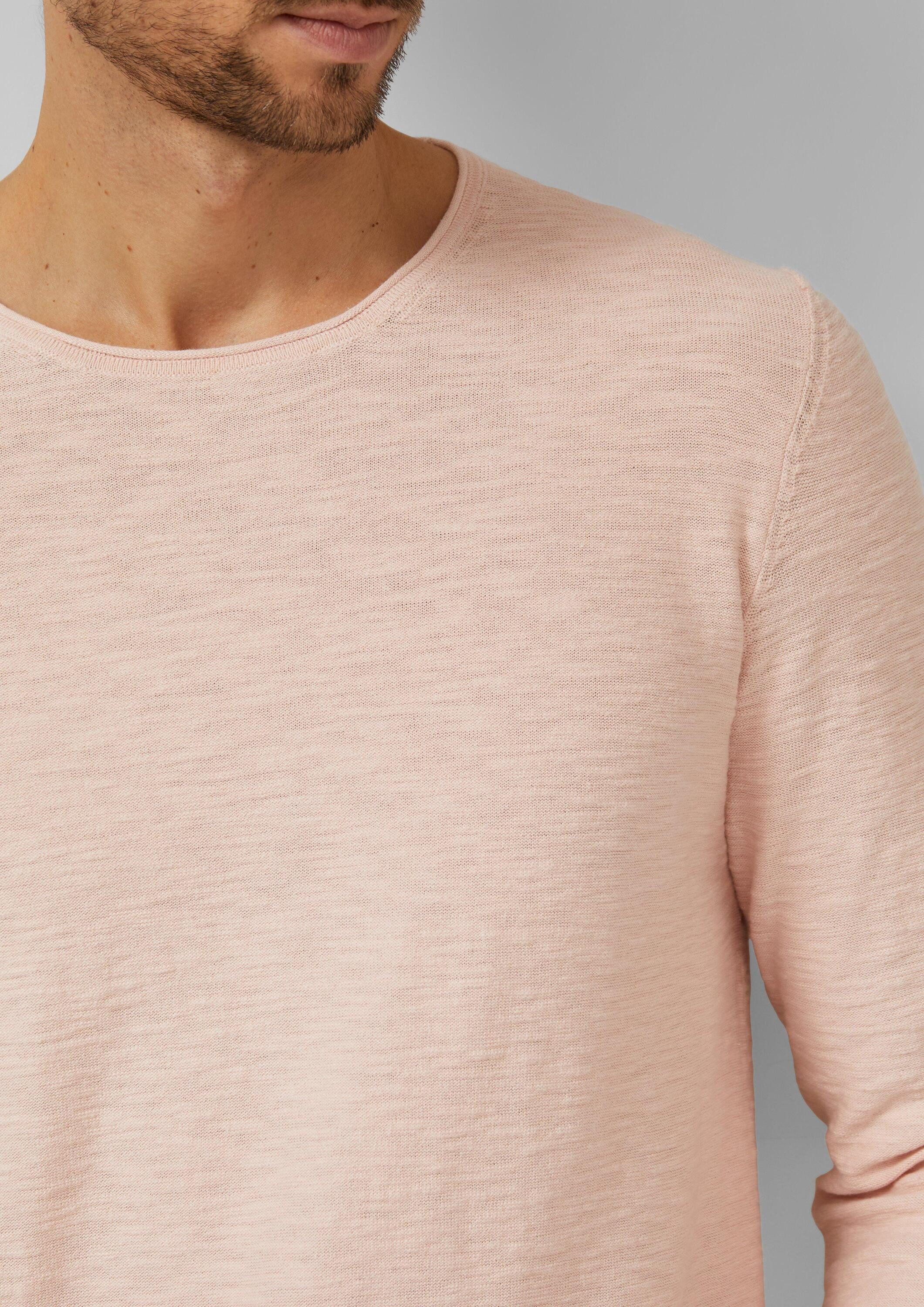 s.Oliver Longpullover Strickpullover Strickpullover mit Flammgarnstruktur und Rollkante