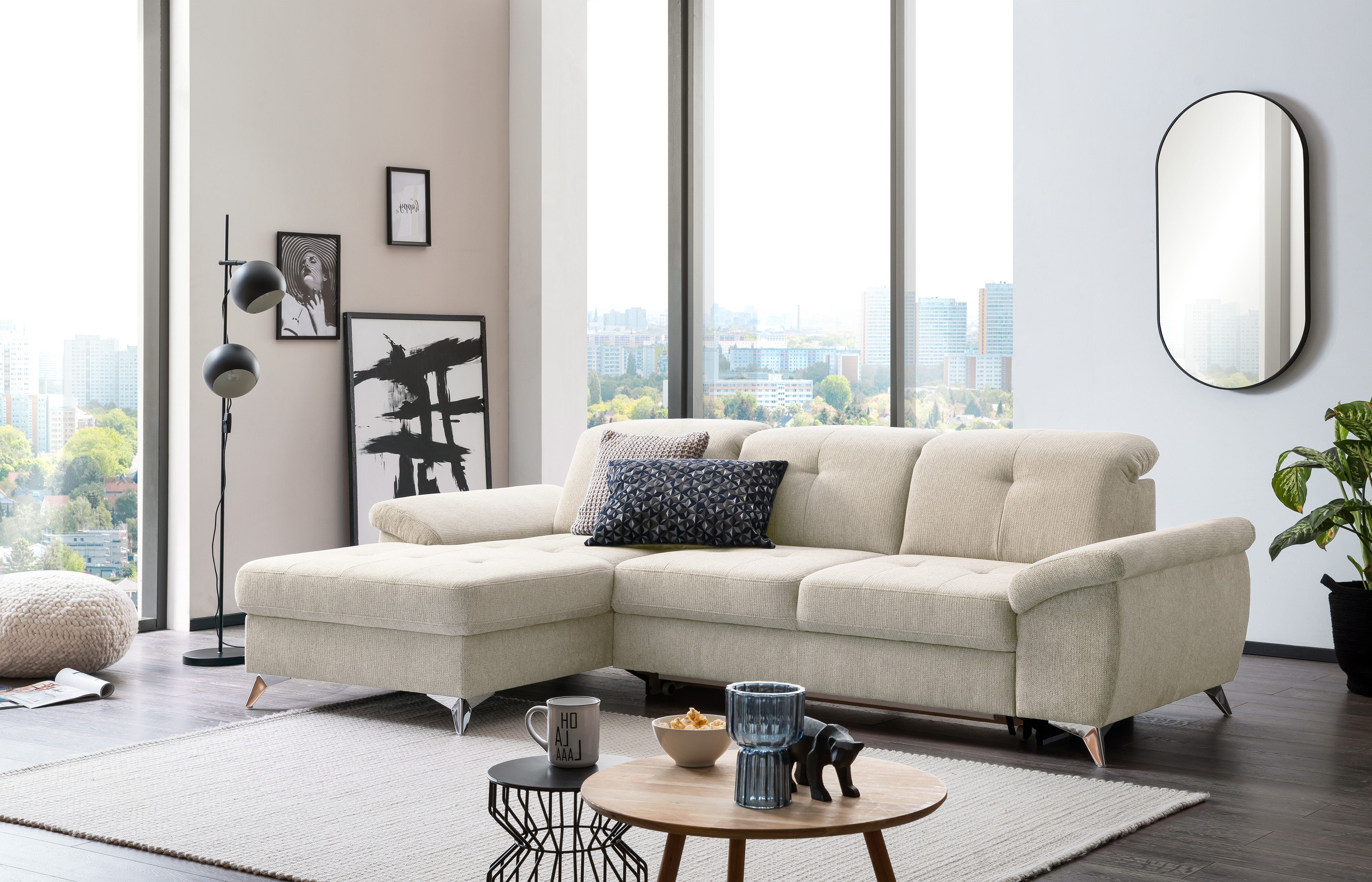 XDREAM Ecksofa Korfu, mit Schlaffunktion, Bettkasten günstig online kaufen