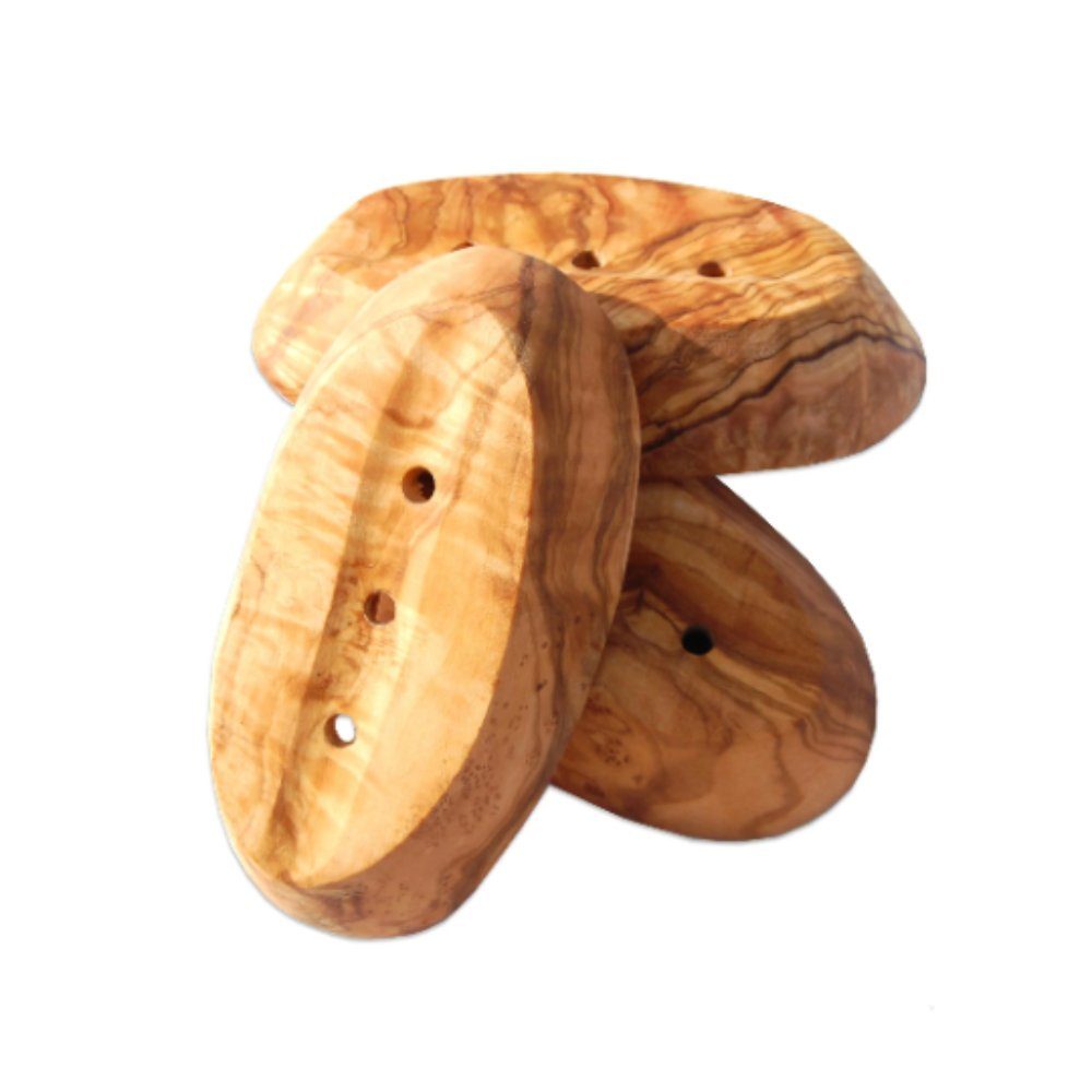 Olivenholz-erleben Seifenschale oval, kleine Seifenablage, Länge ca. 13 cm mit Rille auf der Rückseite, Breite: 13 cm, 1-St., Natürlich schön – ein Blickfang mit mediterranem Charakter