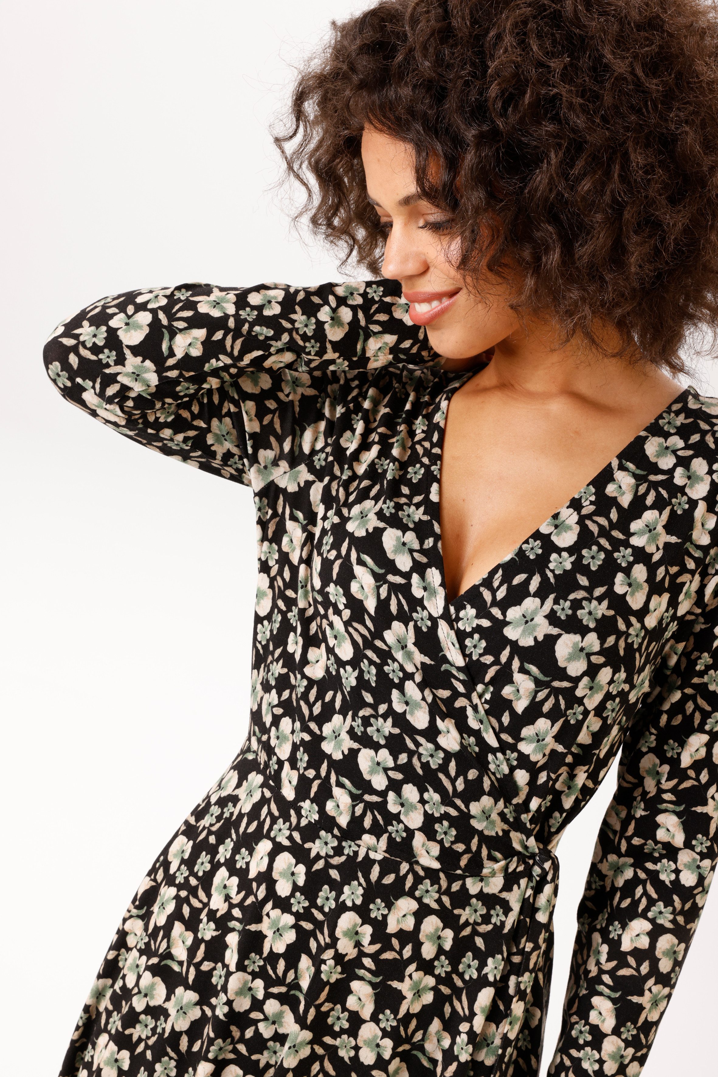 Aniston CASUAL Jerseykleid mit kleinen Blüten und Blättern bedruckt - NEUE KOLLEKTION – Bild 3 von 5