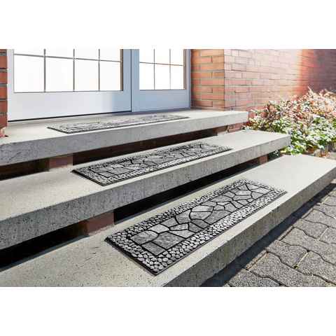 Stufenmatte Outdoor, 2er Set, Andiamo, rechteckig, Höhe: 6 mm, Outdoor-Stufenmatten, Stein Motiv, Gartenbereich, Außenbereich