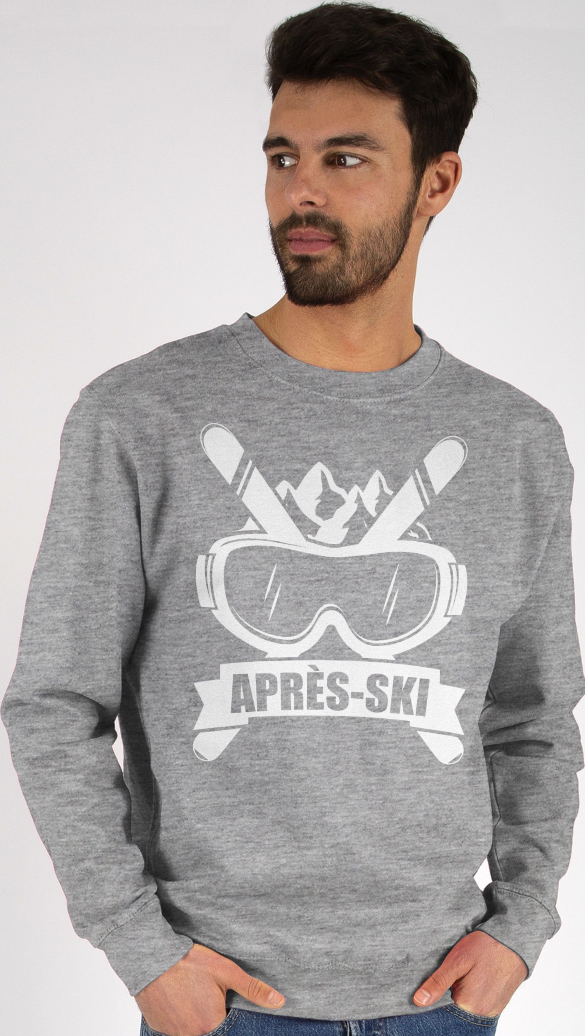 Shirtracer Ski Sweatshirt (1-tlg) Skibrille Après-Ski Apres Grau 3 meliert Party