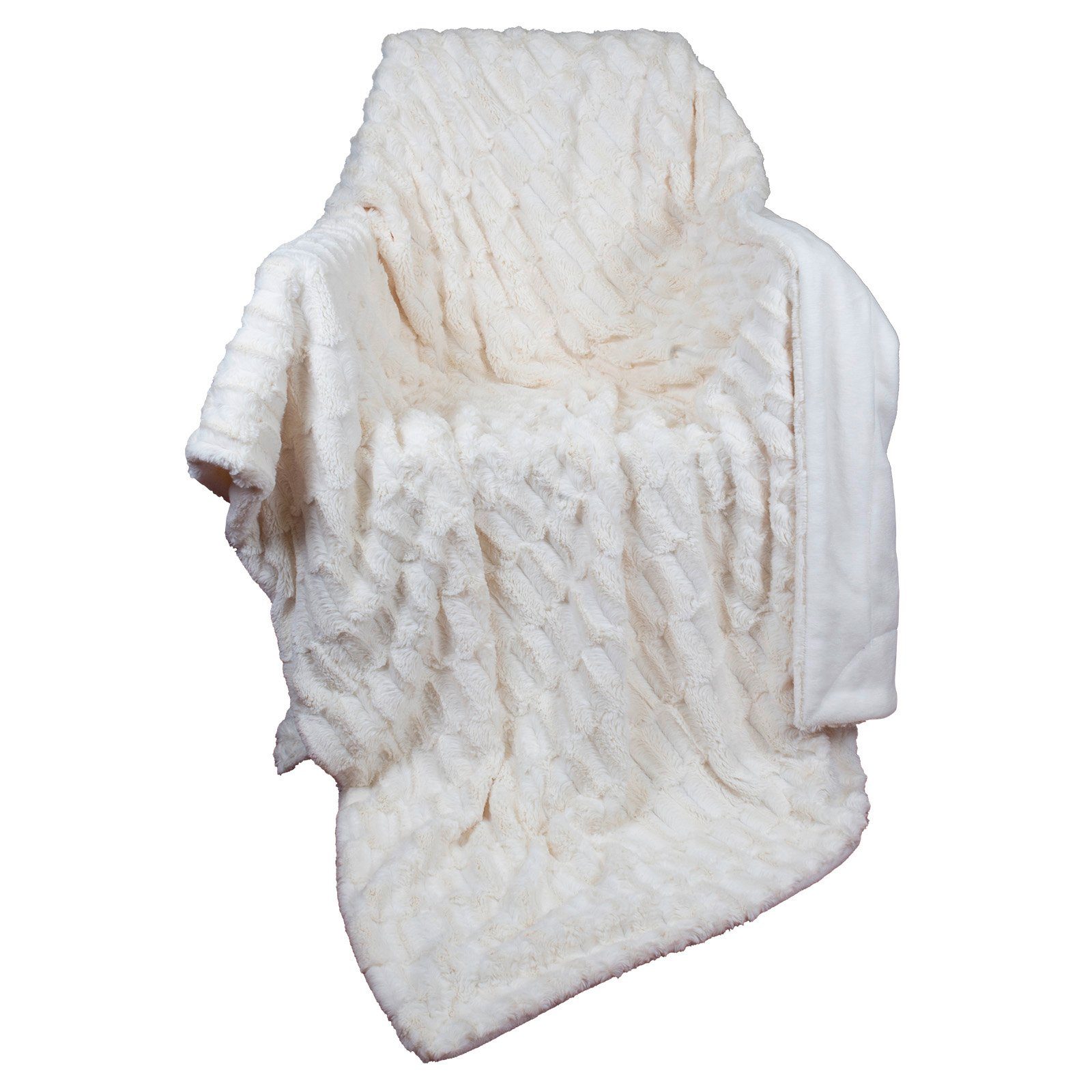Wohndecke flauschige Kuscheldecke in Kaninchen Felloptik, Trendyshop365, 150x200 cm, Rückseite Flanell-Optik