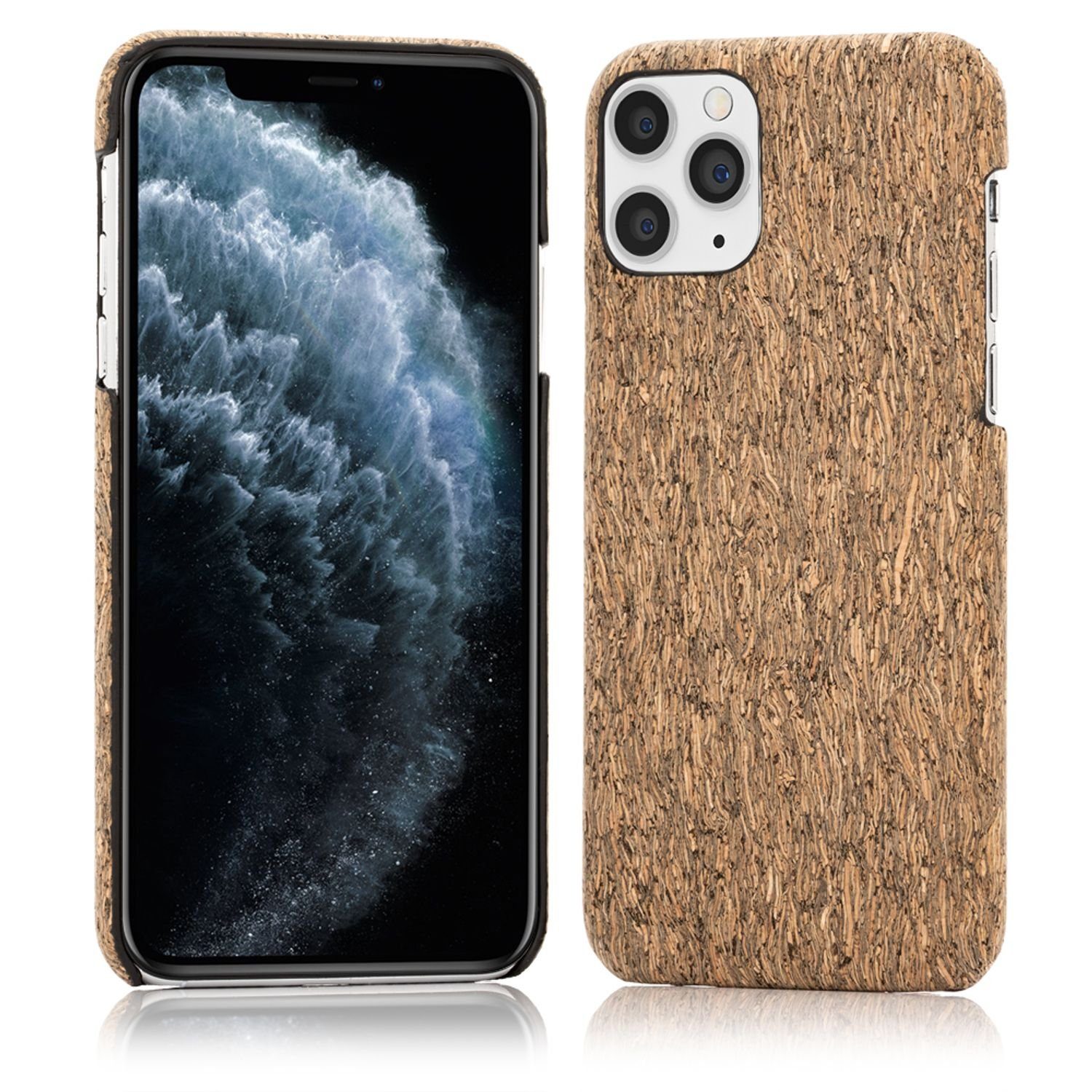 Nalia Smartphone-Hülle Apple iPhone 11 Pro Max, Kork Hülle / Hardcase mit Holz / Dünne Muster Schutzhülle / Slim Cover