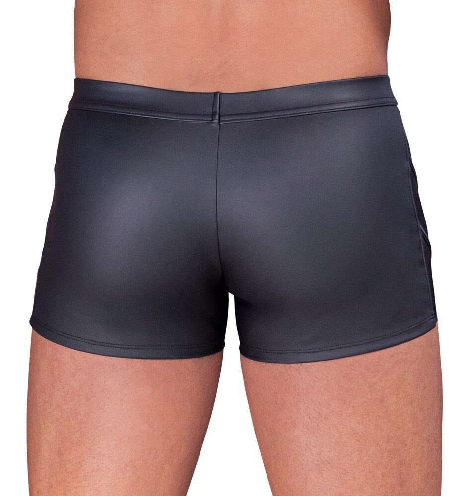 NEK Boxershorts Boxershorts im schwarzen Mattlook mit blauen Metallic-Streifen (1-St) Stylische Streifen in Blue-Metallic