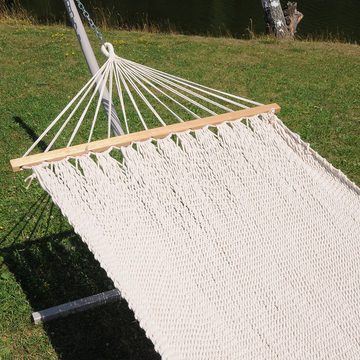 HOPLO Stabhängematte Doppel Hängematte Mexican Cotton 100% Baumwolle dicker Schnur, Handgeknüpftes Netz