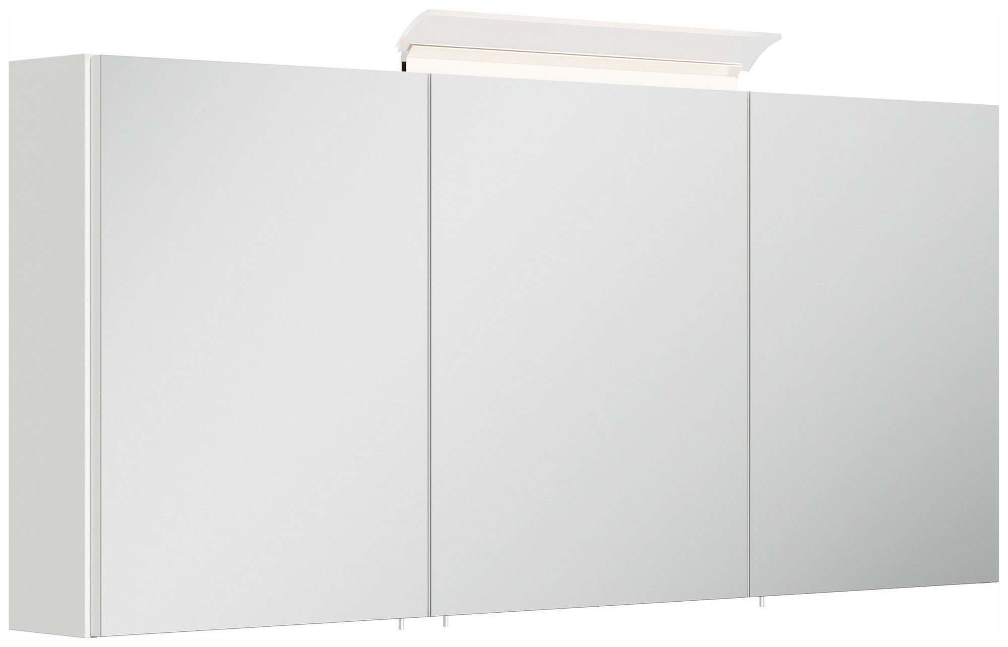 Posseik Spiegelschrank Badezimmer Spiegelschrank 3-türig LED-Acryllampe 140cm Weiß Hochglanz