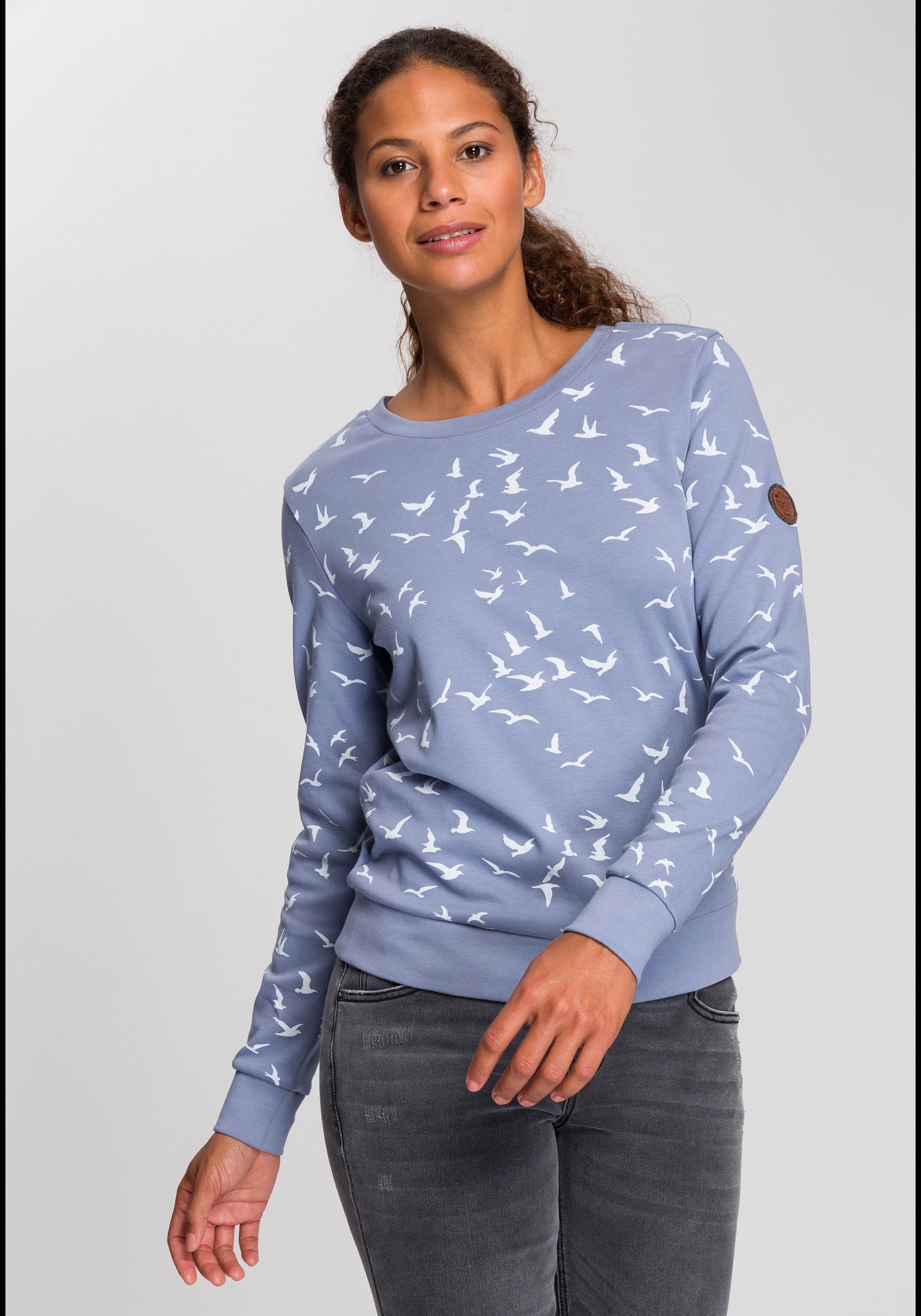 KangaROOS Sweatshirt mit modischem mittelblau Minimal-Allover-Print
