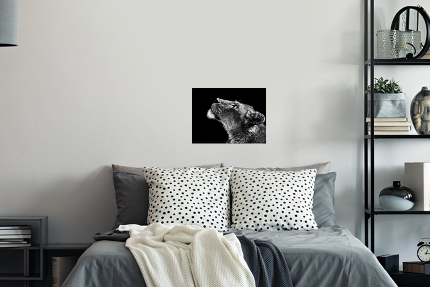 Schlafzimmer Wohnzimmer, Wandtattoo, Löwe - - Tiere Wandaufkleber, (1 MuchoWow Wandsticker und Selbstklebend, St), Schwarz weiß
