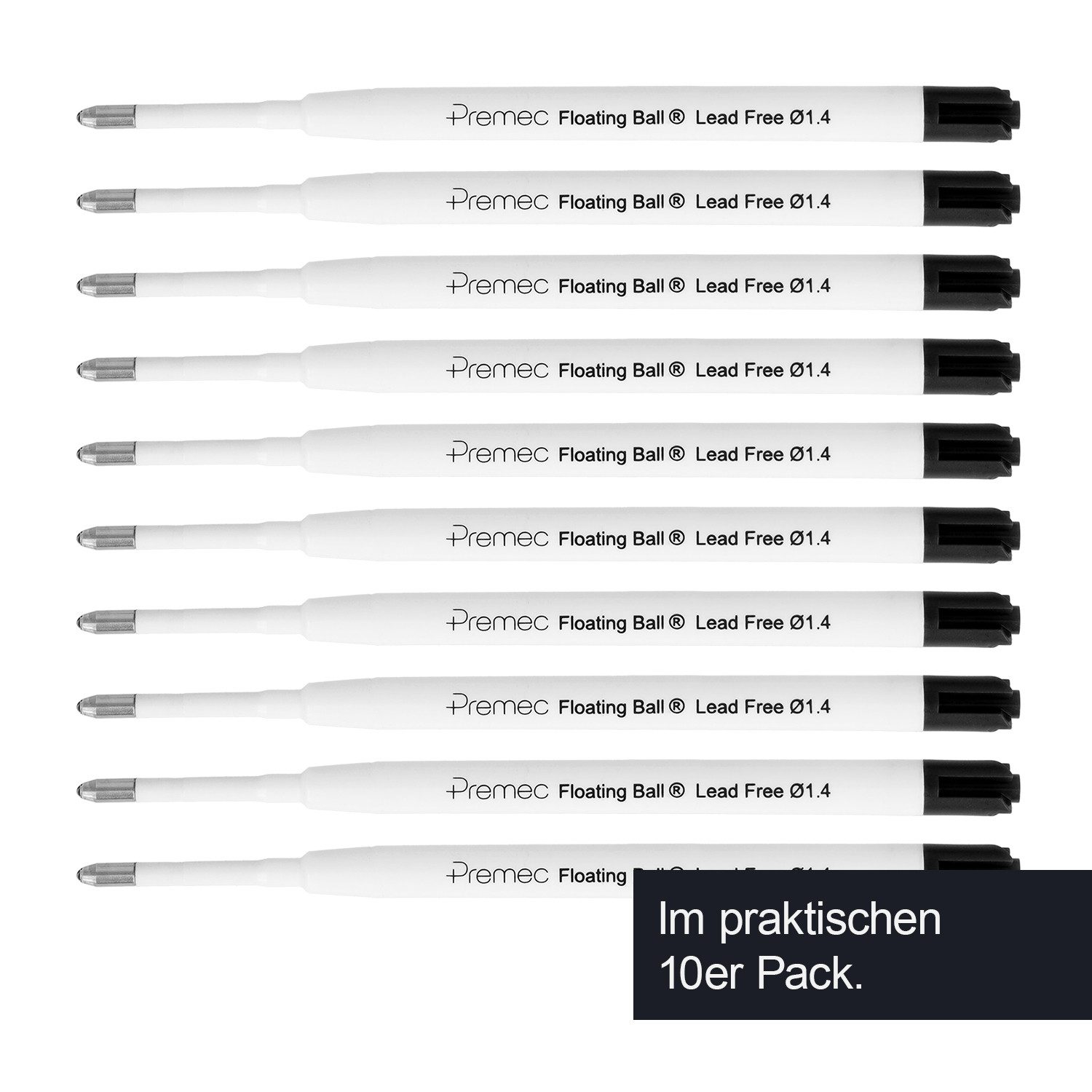 WESTCOTT Kugelschreibermine G2 Nachfüllpack Schwarz 10 Stück, Kugelschreiberminen XB 1,4 mm, kompatibel mit ISO Standard G2, dokumentenechte Tinte – Bild 4 von 5