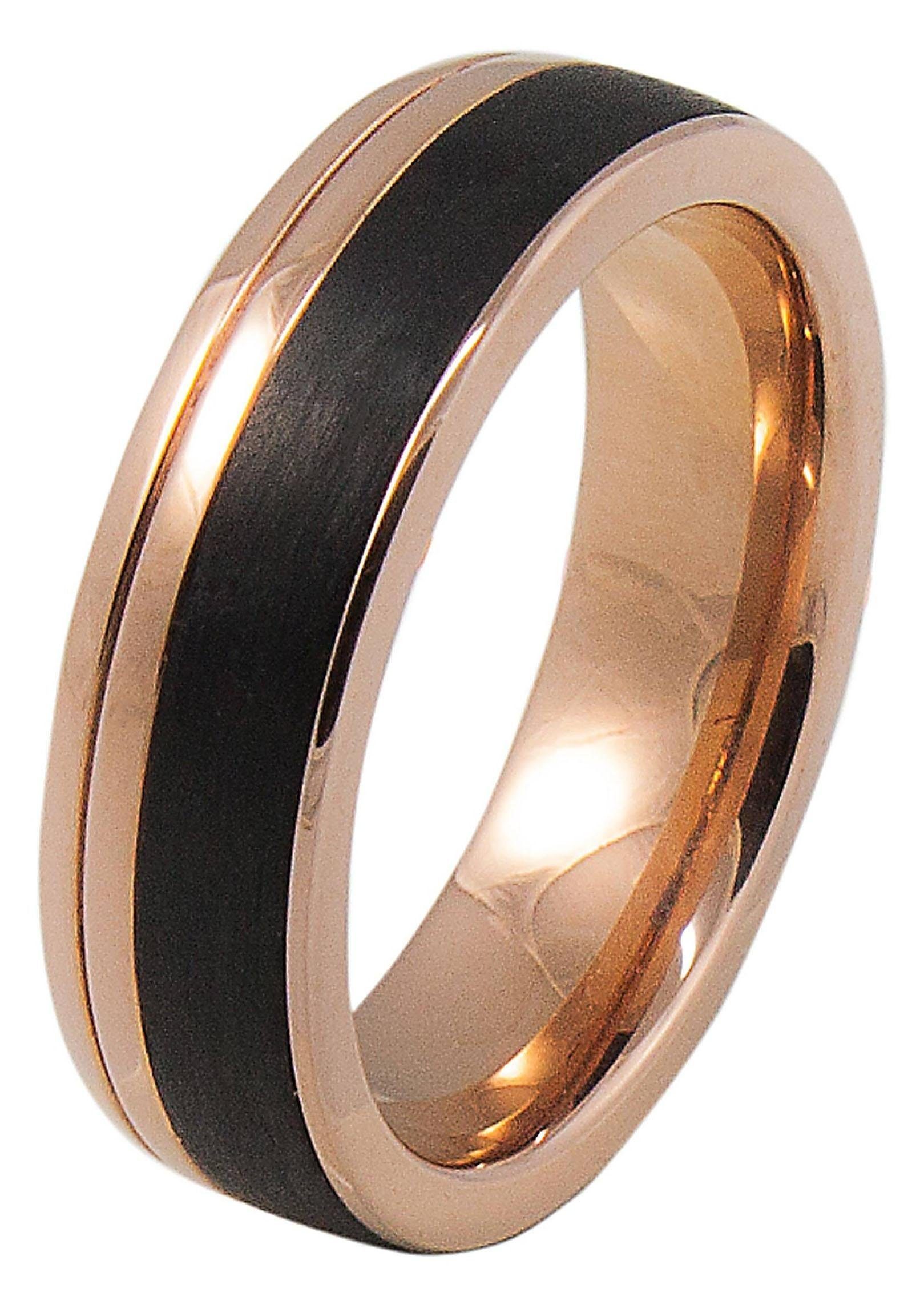 Zirkonia Edelstahl ohne Trauring LIEBE, mit Partnerring o. Made Ehering in DOOSTI Schmuck Germany, Trauring Geschenk roségoldfarben-schwarz