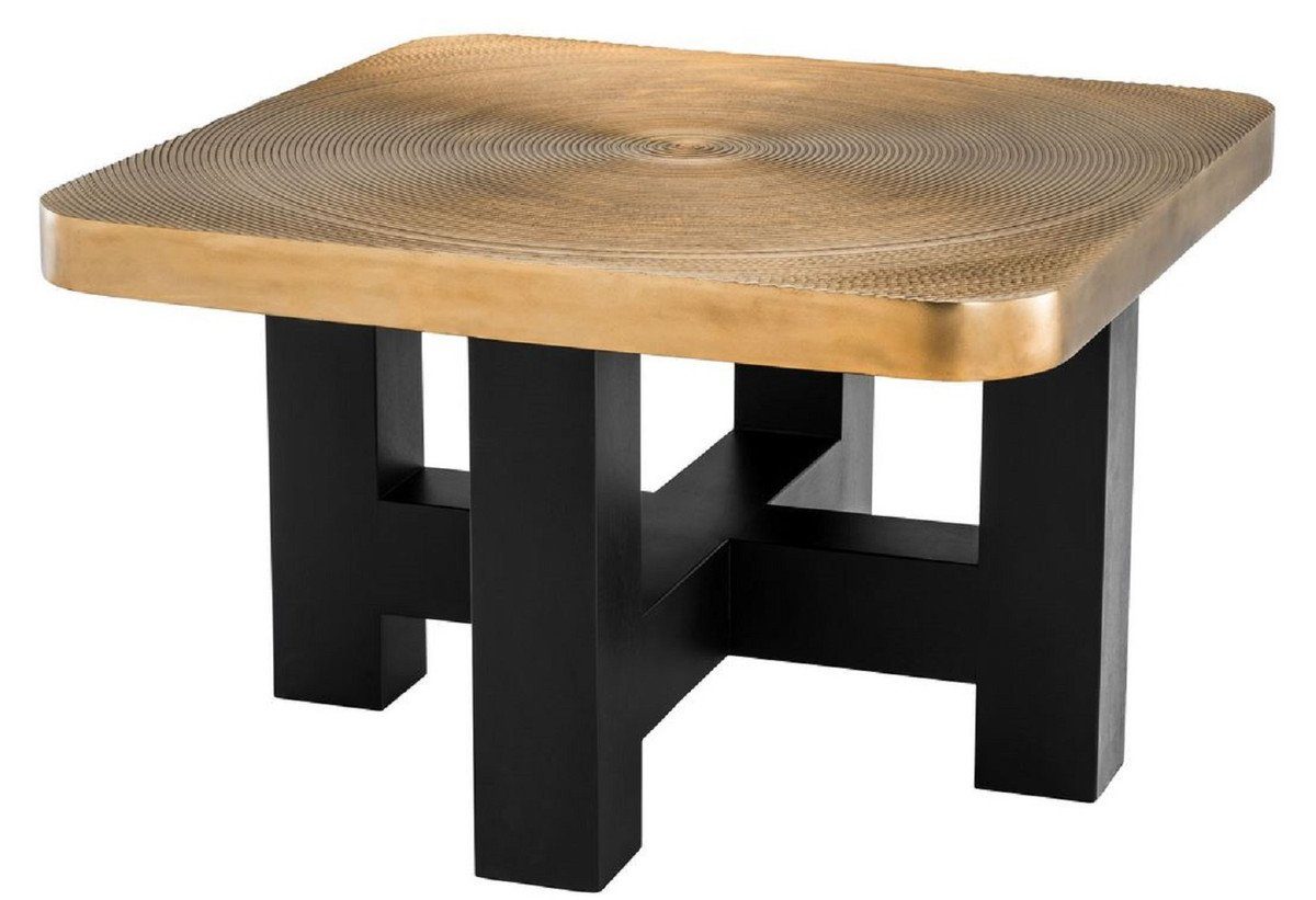 Casa Padrino Couchtisch Luxus Couchtisch Messingfarben / Schwarz 64 x 64 x H. 40 cm - Luxuriöser Wohnzimmertisch mit Tischplatte im Baumscheiben Design - Luxus Wohnzimmermöbel