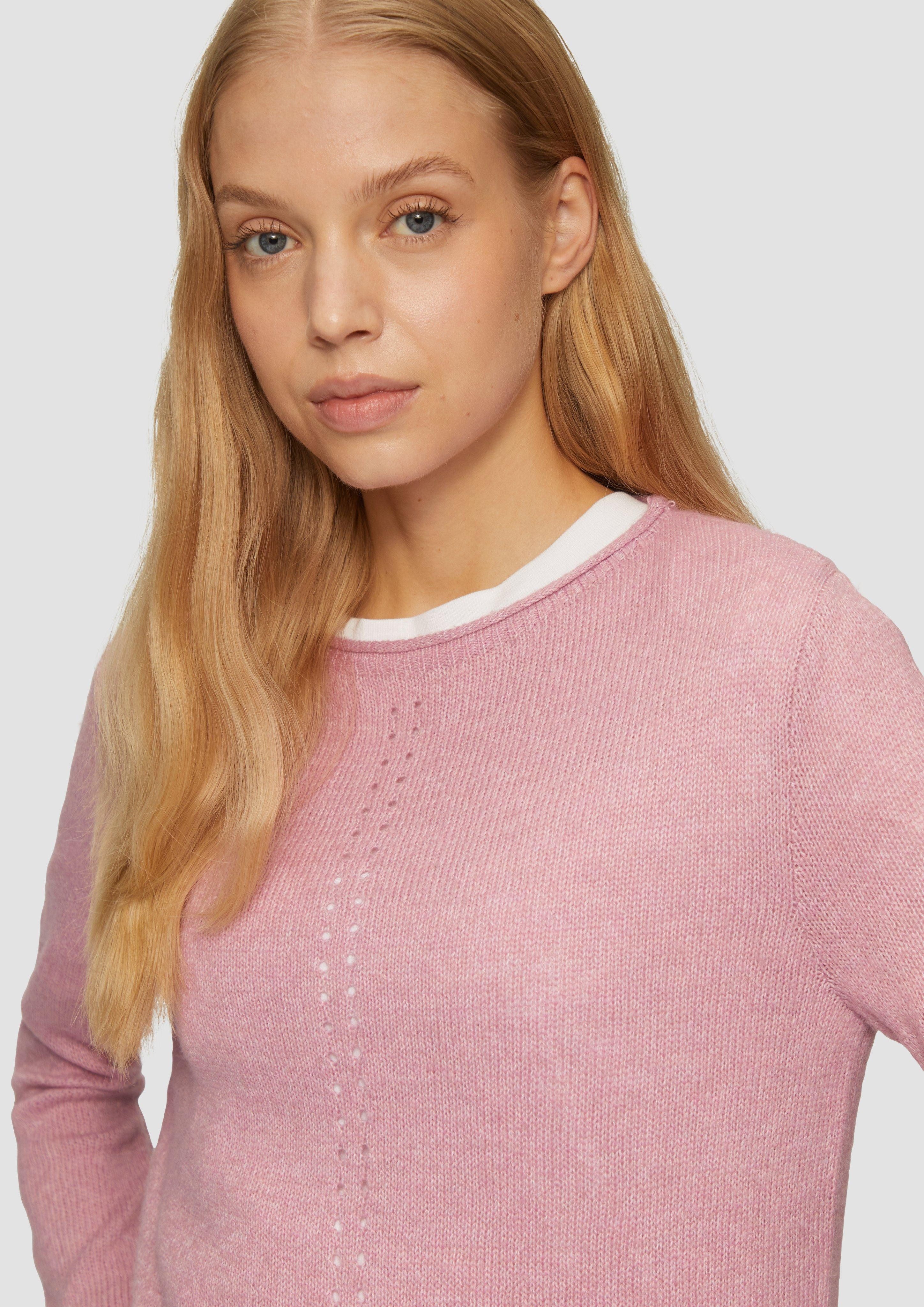 QS Strickpullover Weicher Strickpullover mit Ajour-Detail günstig online kaufen