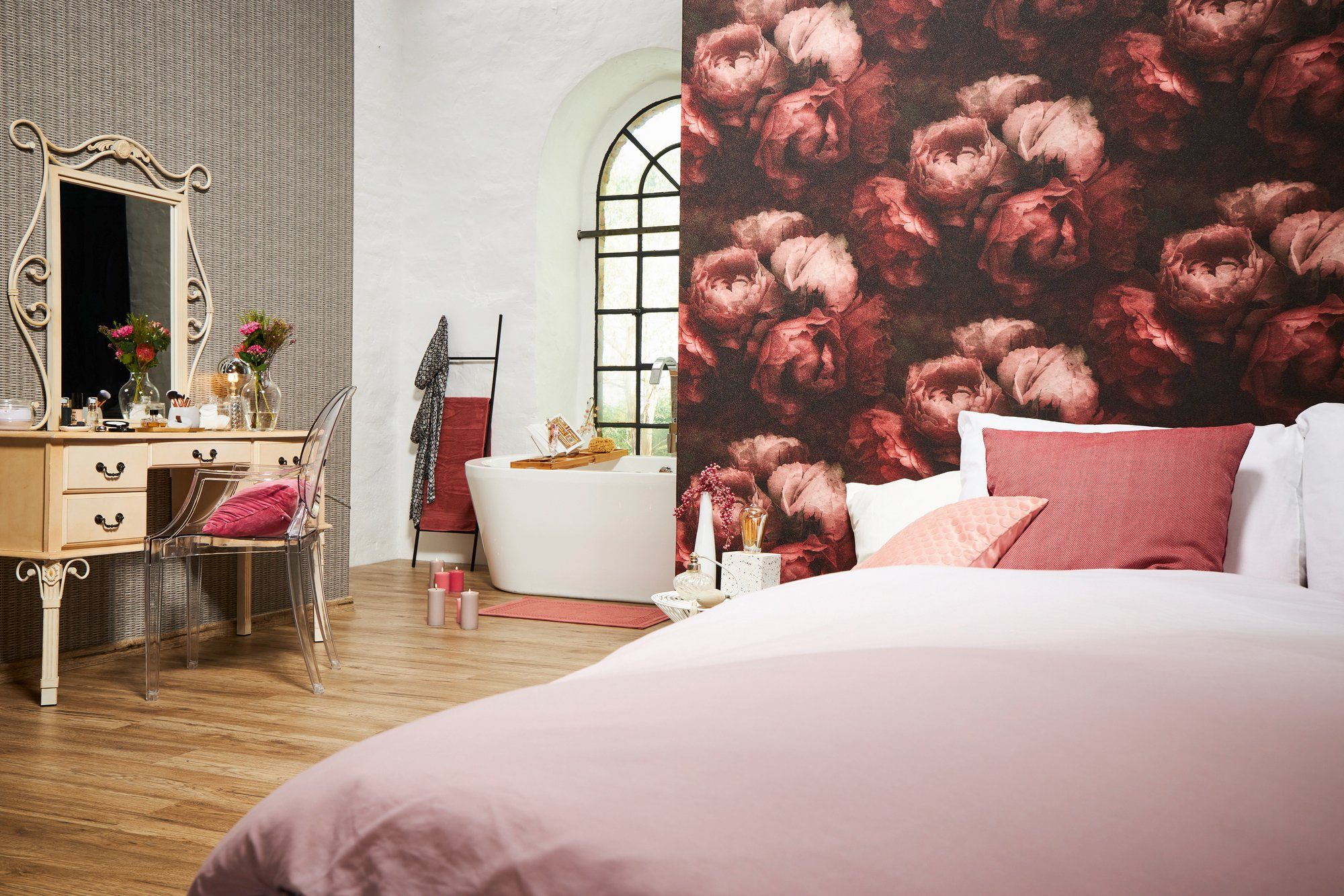 Dream Tapete floral, Walls living mit Blumen Romantic rot romantischen walls New Vliestapete Rosen,