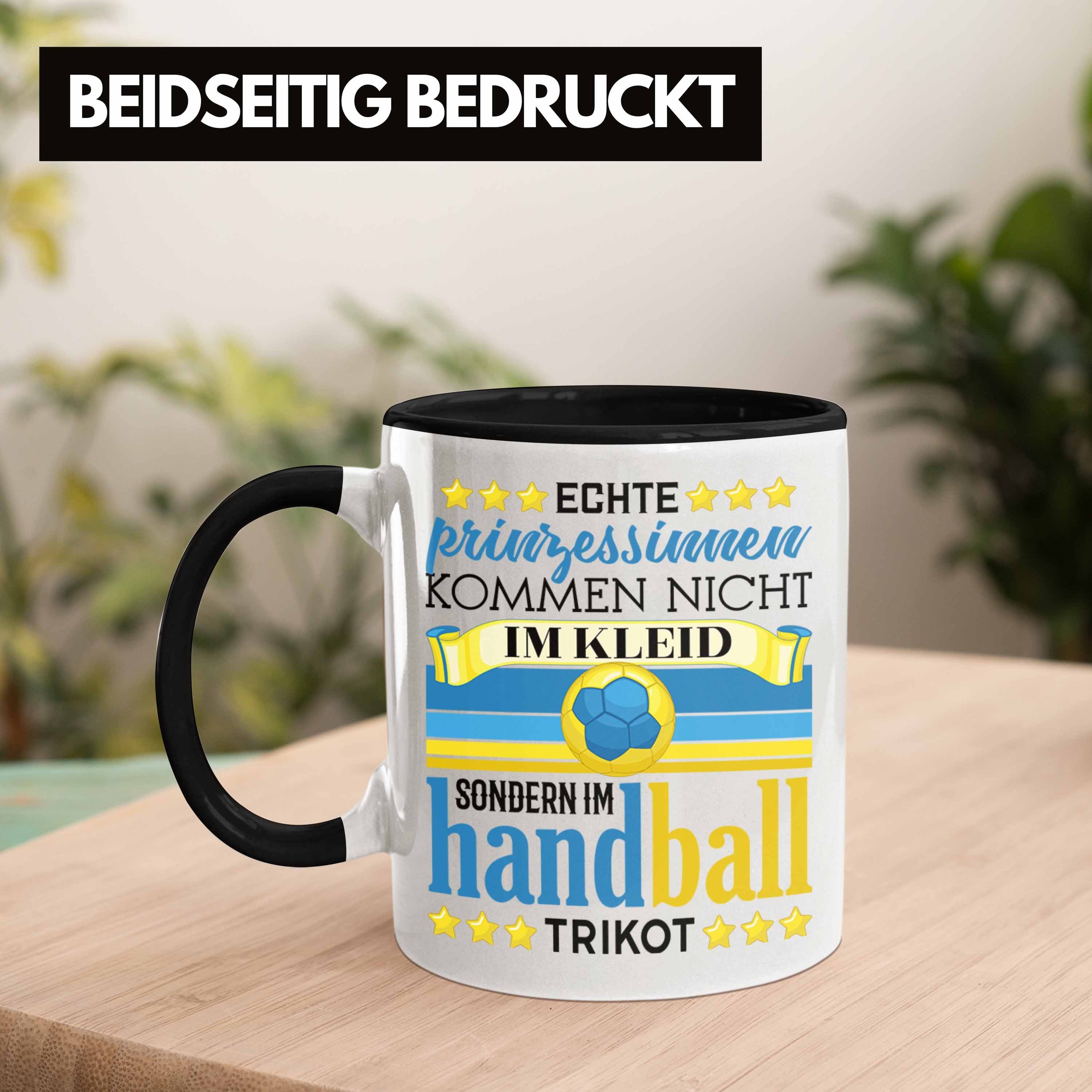 Spruch Schwarz Trendation Geschenkidee Handball Frauen Geschenk Tasse Tasse Handball-Spielerin