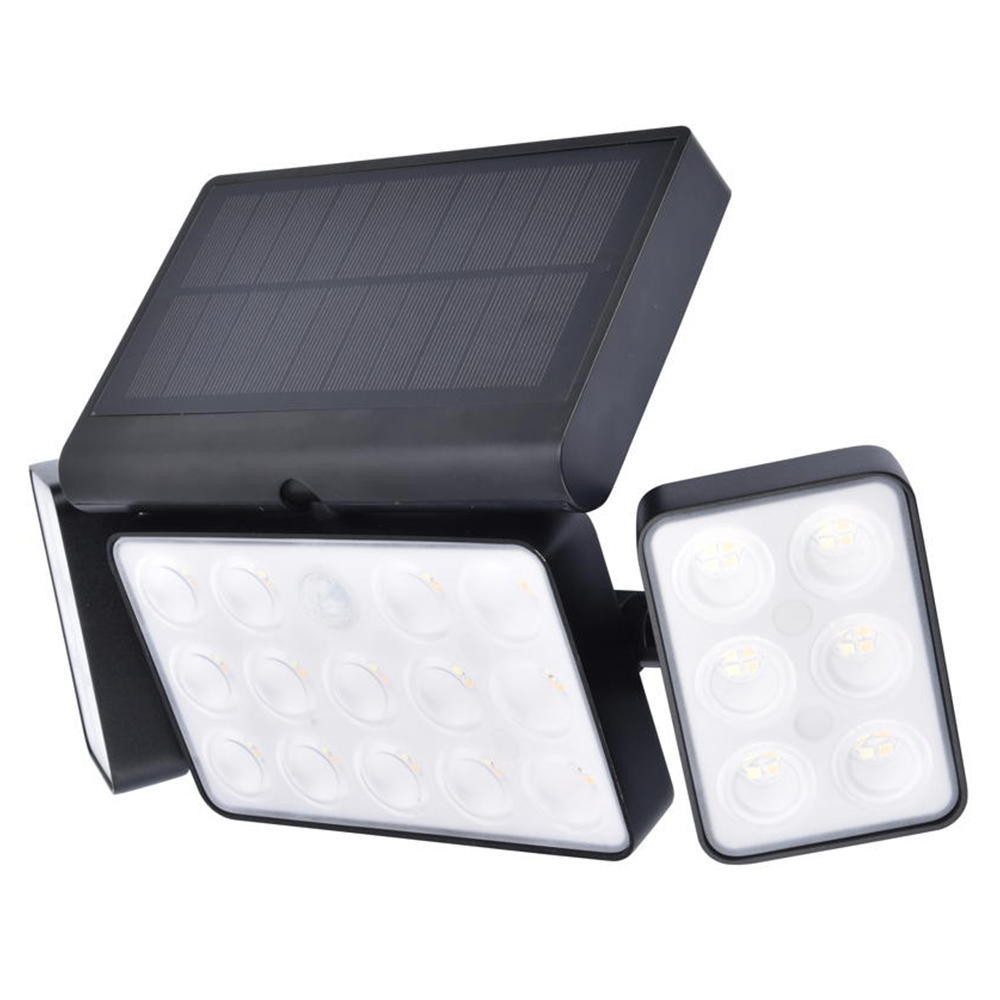 LUTEC LED Solarleuchte Smarte LED Solar Wandleuchte Tuda in Schwarz 3x 4,3W 1500lm IP44 mit, keine Angabe, Leuchtmittel enthalten: Ja, fest verbaut, LED, warmweiss, Сонячні вогні