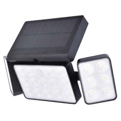 LUTEC LED Solarleuchte Smarte LED Solar Wandleuchte Tuda in Schwarz 3x 4,3W 1500lm IP44 mit, keine Angabe, Leuchtmittel enthalten: Ja, fest verbaut, LED, warmweiss, Solarleuchten