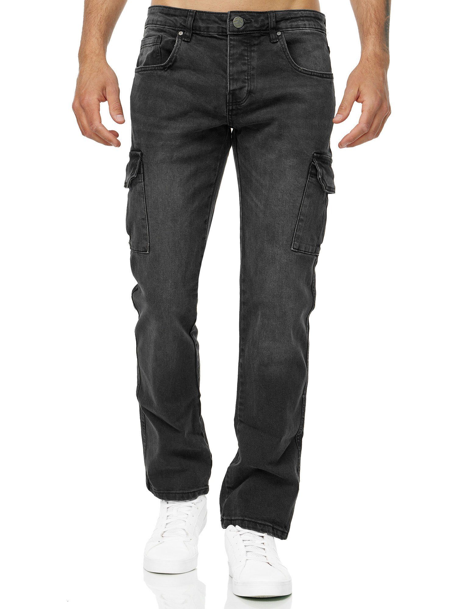 A104 Regular Straight-Jeans Denim Jeans Hose Tazzio schwarz Fit Cargo