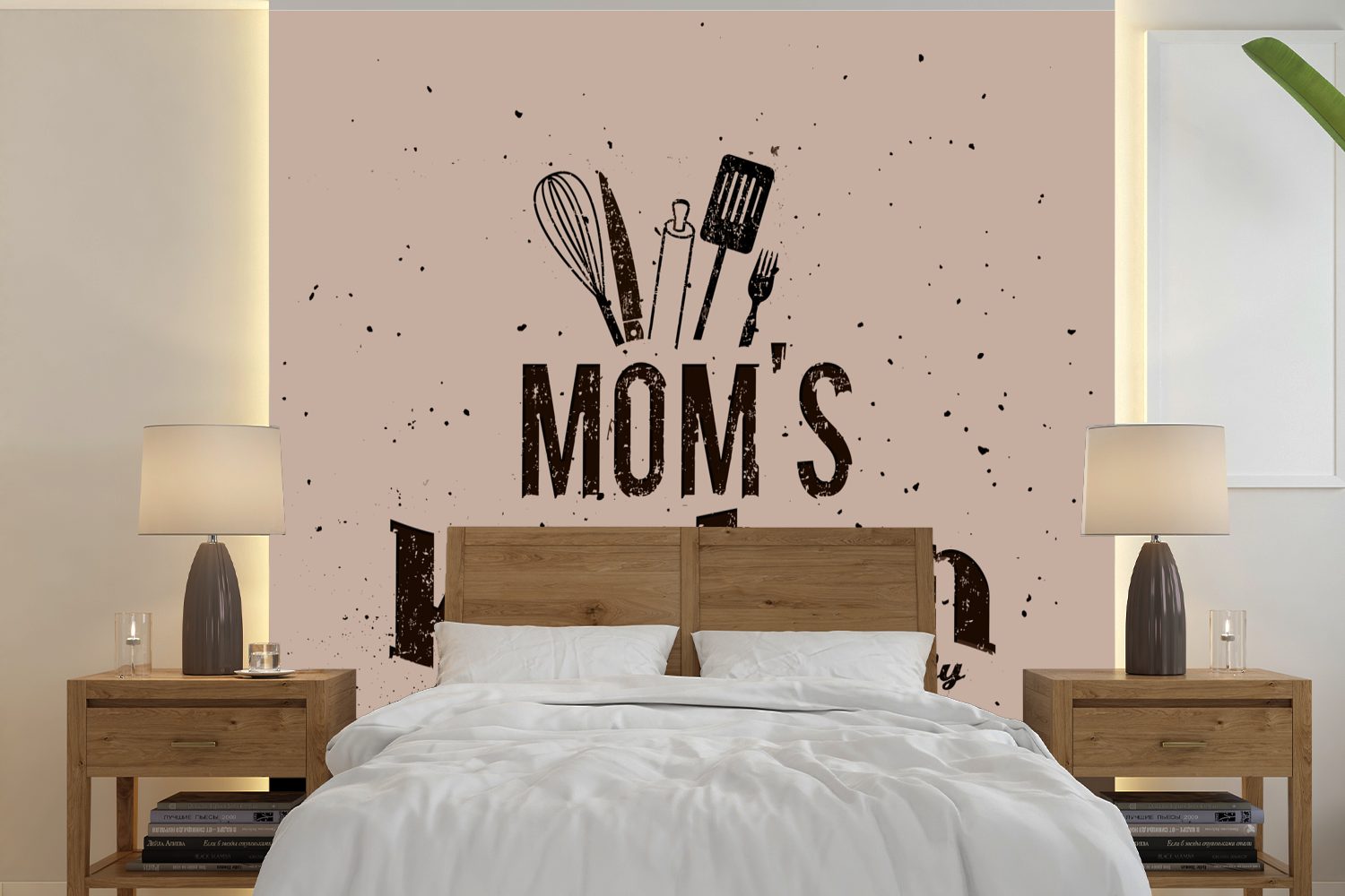 MuchoWow Fototapete Küche - Mutter - Essen, Matt, bedruckt, (5 St), Vinyl Tapete für Wohnzimmer oder Schlafzimmer, Wandtapete