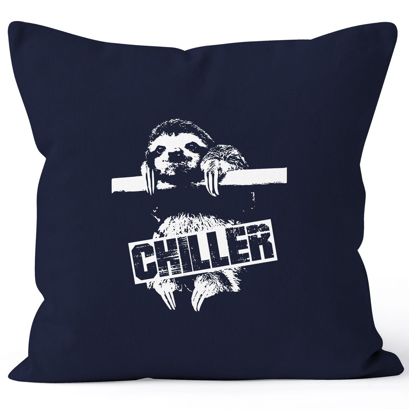 MoonWorks Dekokissen Lustiger Kissenbezug Faultier Born Chiller Sloth Kissen MoonWorks® navy