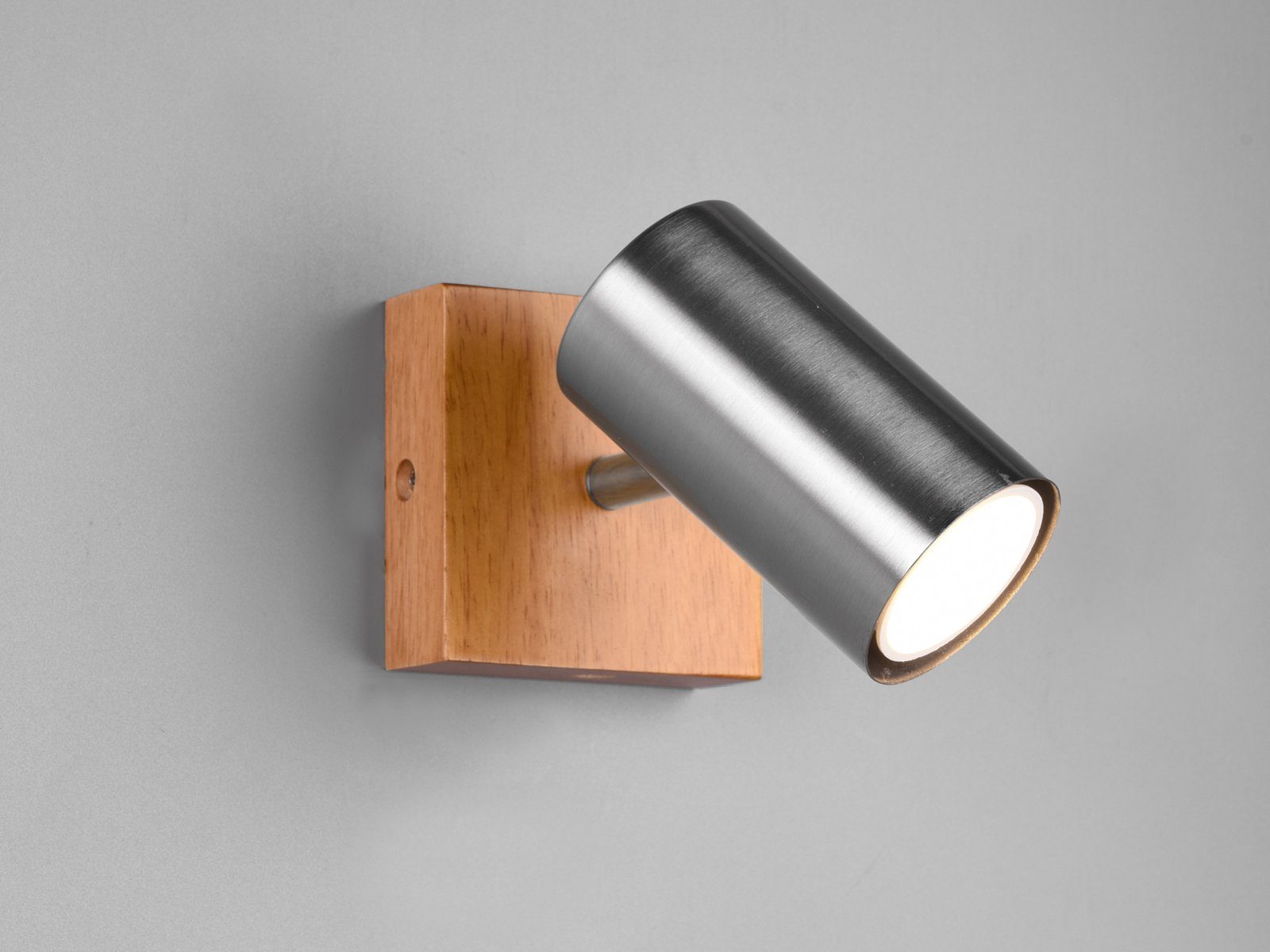 TRIO Leuchten LED Wandstrahler, Dimmfunktion, LED wechselbar, Warmweiß, innen kleine Lese-lampe Bett, Wand-leuchte Holz-lampe modern Höhe 16cm