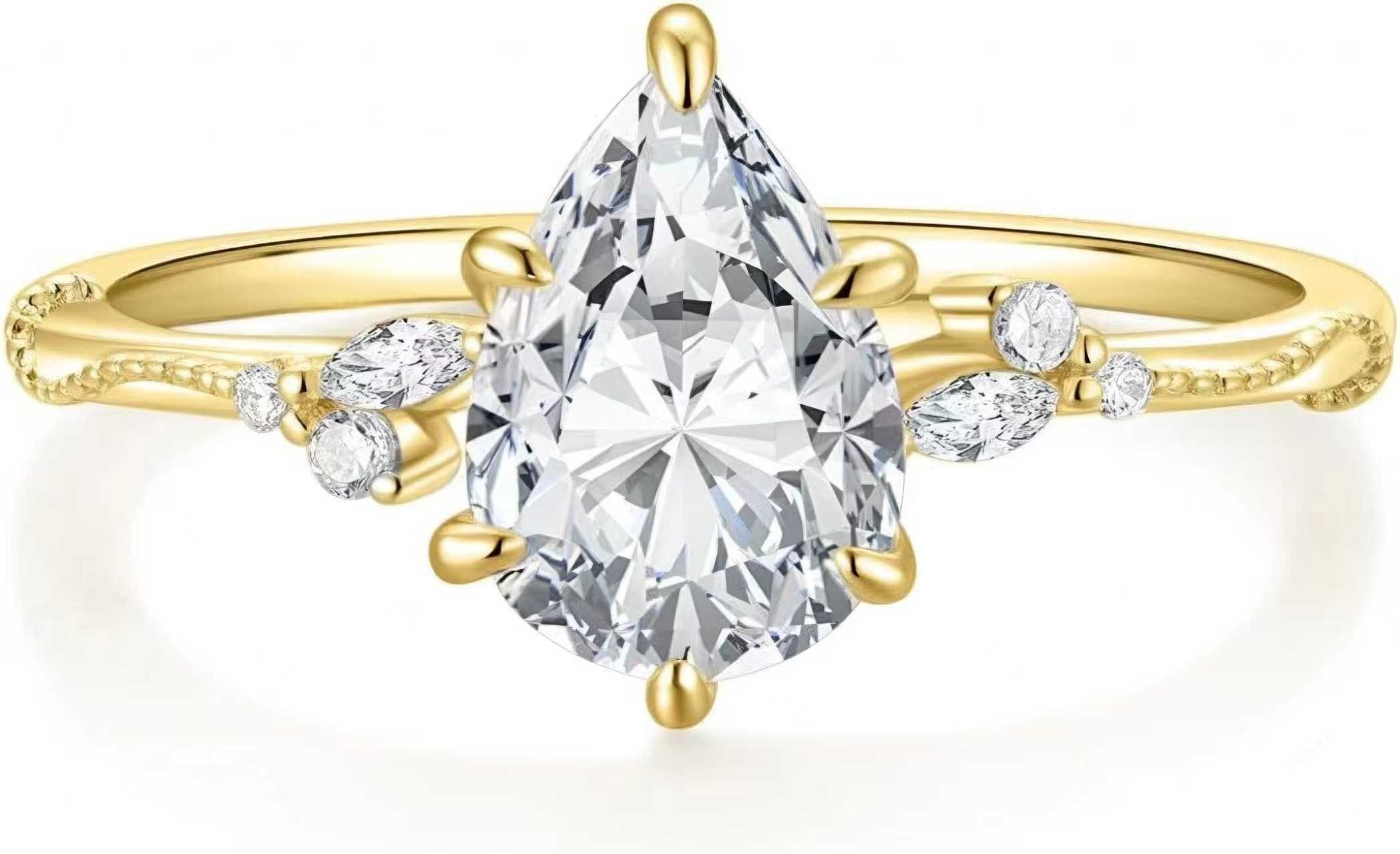 Diamantring Diamantring 2ct D VVS2 Labordiamant Ring, 14K Gelbgold, Verlobungsring