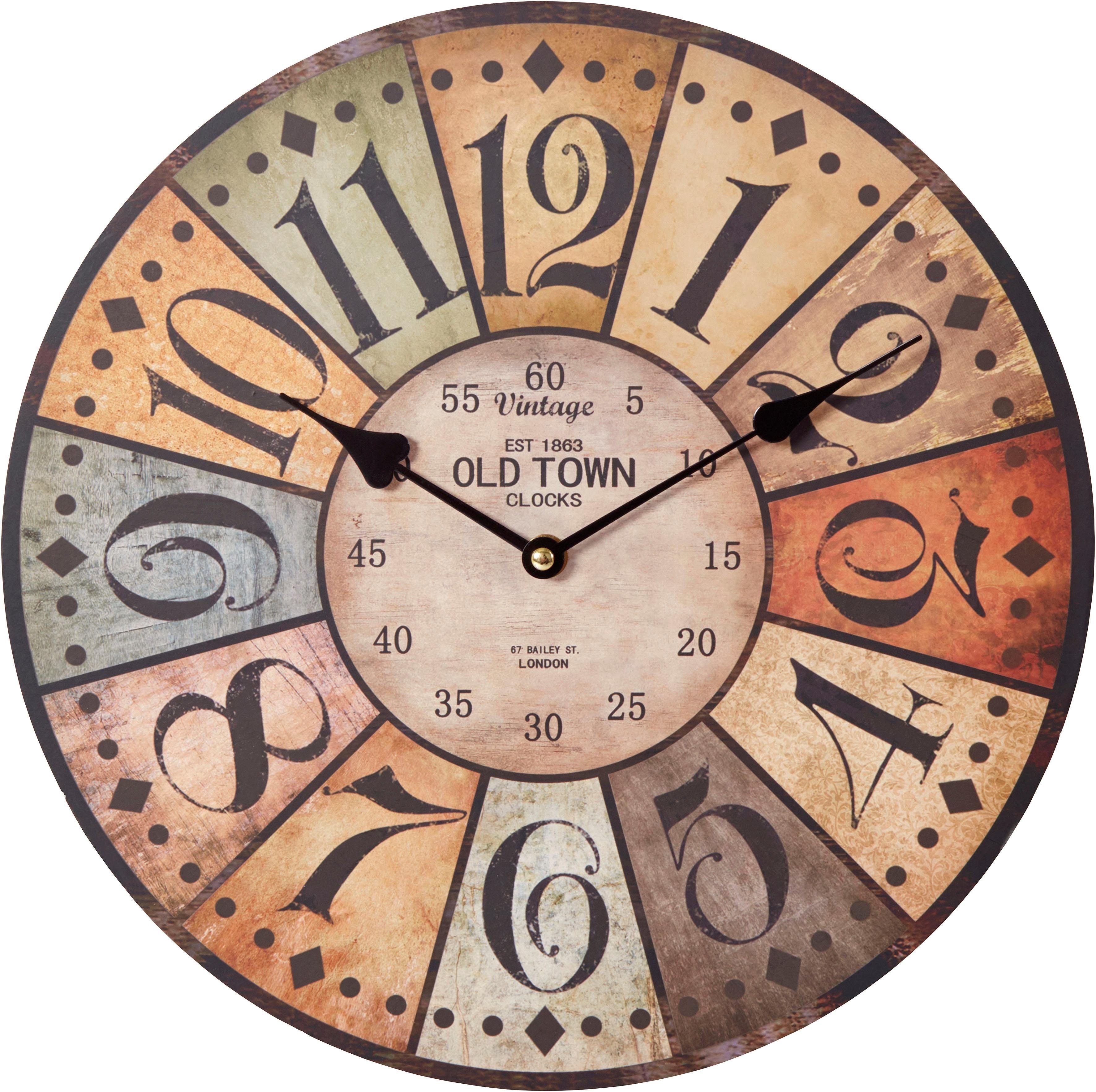 Home affaire Wanduhr "Old Town" (rund, günstig online kaufen