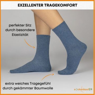 sockenkauf24 Socken 10 Paar Premium Socken Herren & Damen Komfort Business-Socken (Jeans, 10-Paar, 43-46) aus gekämmter Baumwolle mit Pique-Bund (Exclusive Line) - 70101T