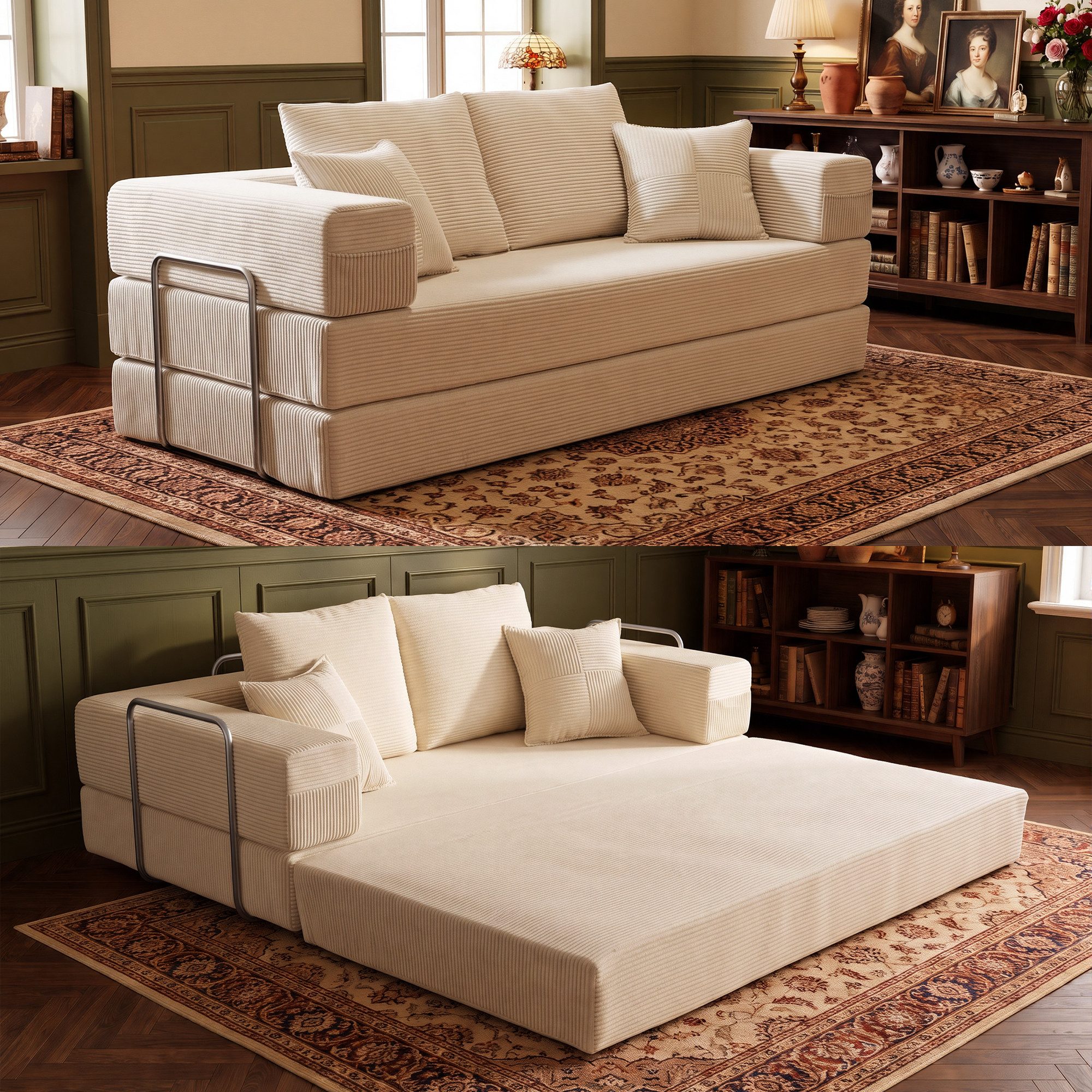 YINIX Schlafsofa 5-in-1 Boneless Couch 200x200 cm, 3-Sitzer Chaiselongue & Doppelbett, Modulares Sofa ohne Rahmen, Stabiler Metallrahmen, Keine Montage, Schlaf Couch