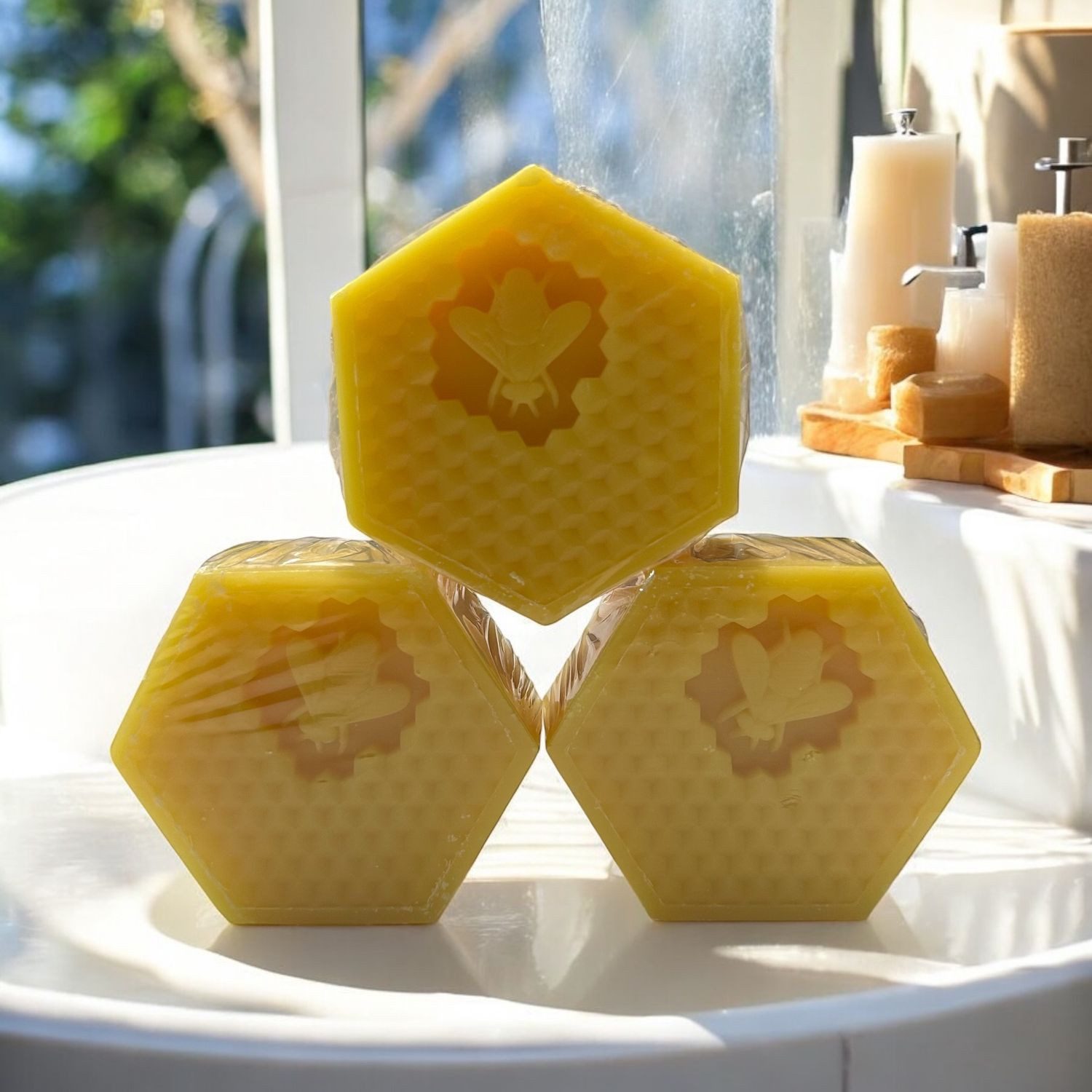 Haslinger Handseife Honig, 3-tlg., Honigseife Wabenseife 225 g