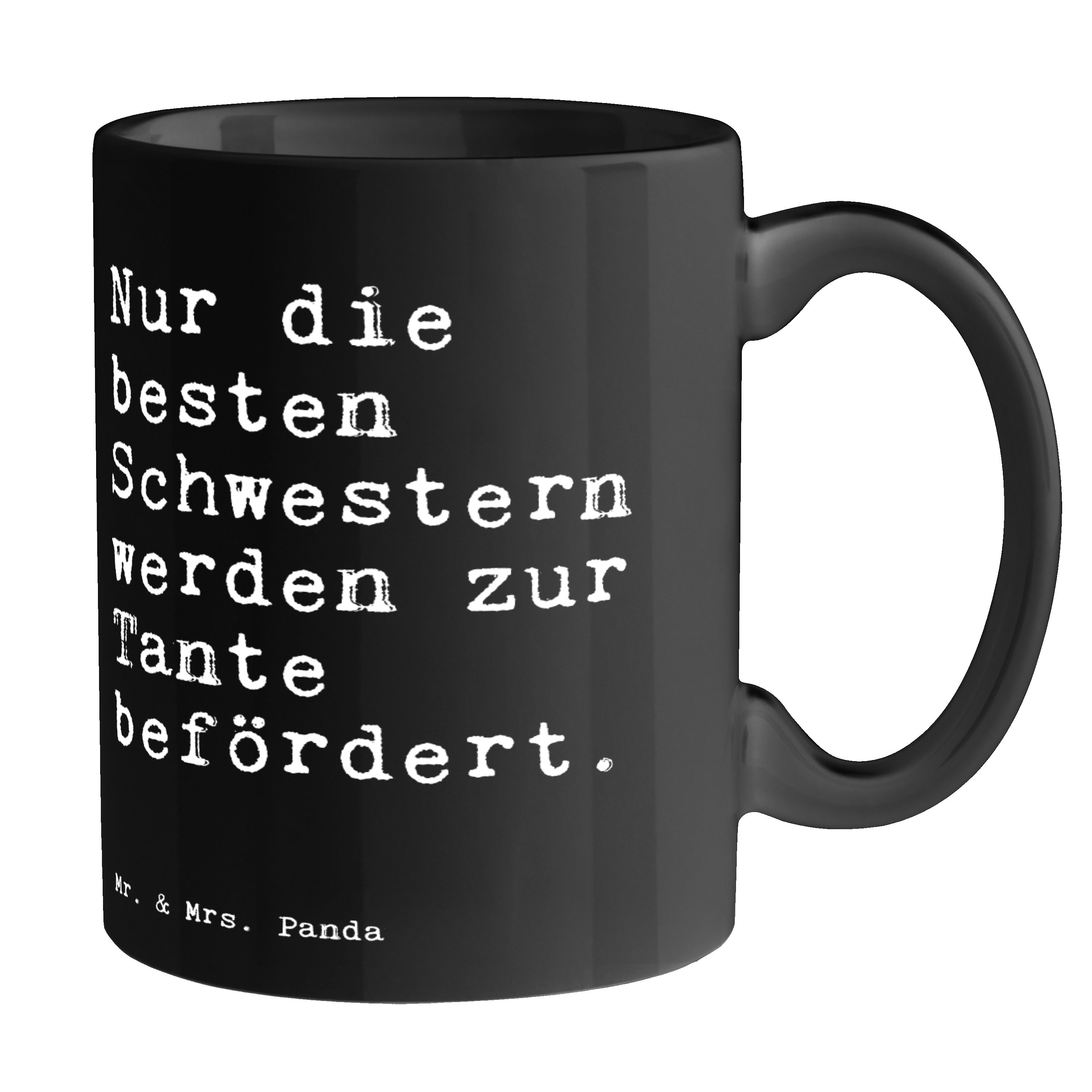 Mr. & Mrs. Panda Tasse Nur die besten Schwestern... - Schwarz - Geschenk, Sister, Geschwiste, Keramik Schwarz