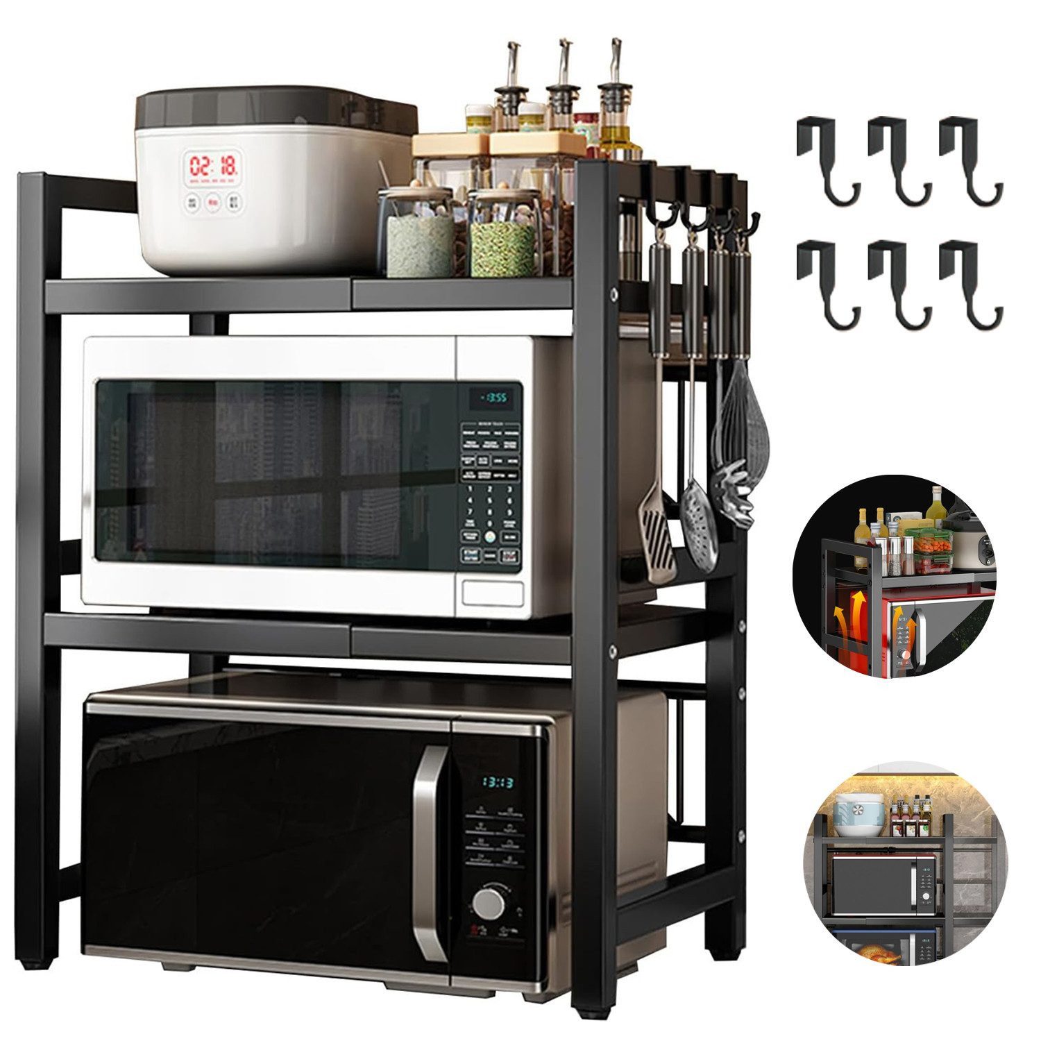 STILVORA Küchenregal 3-stufiges Erweiterbares Mikrowellenständer Standregal günstig online kaufen