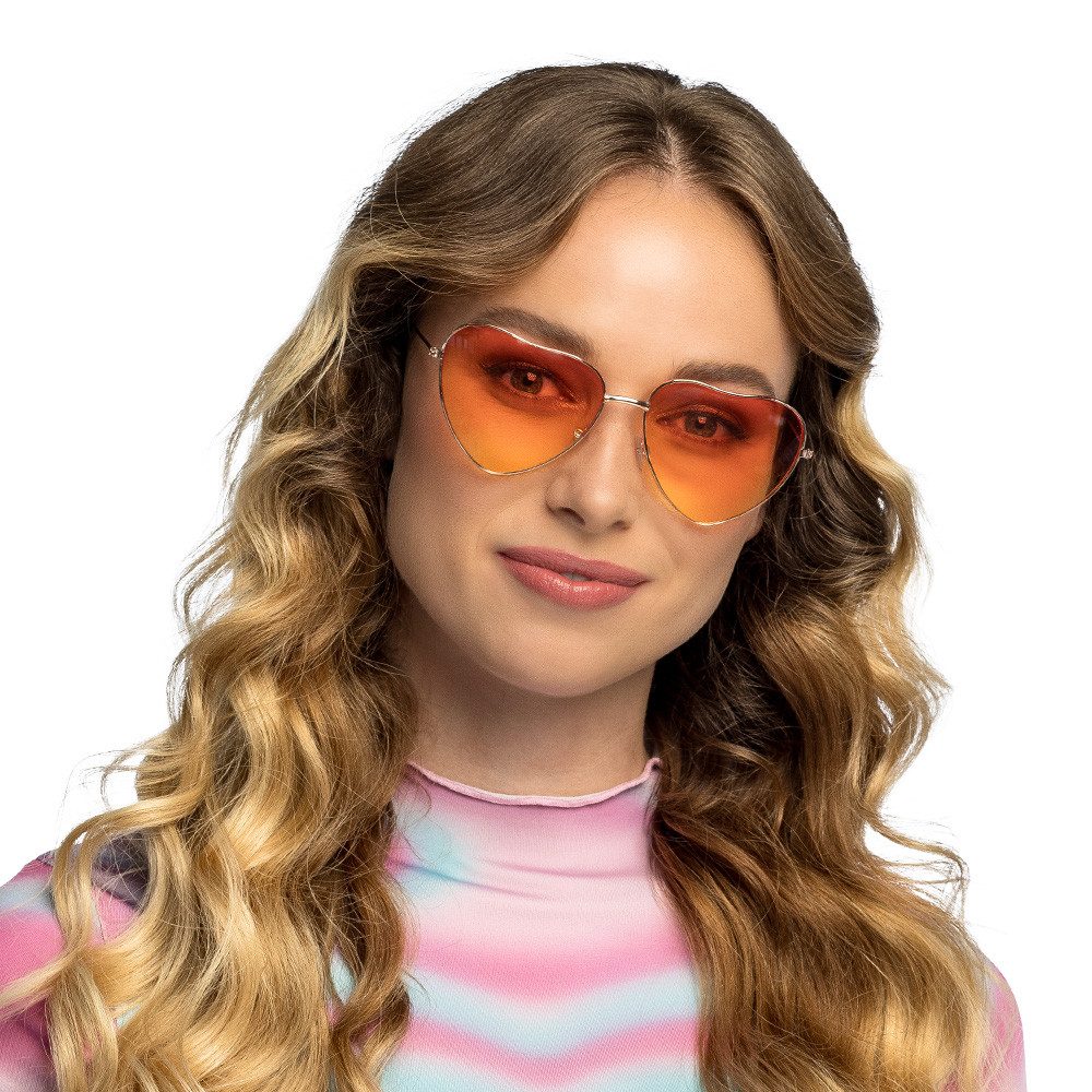 Boland Verkleidungsmaske Partybrille 'Groovy Love' Herzbrille, Gold Orange
