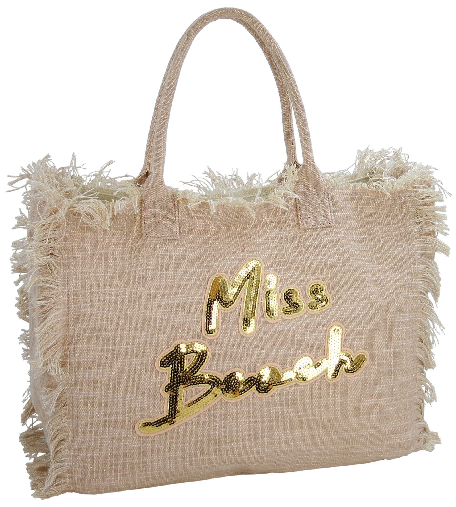 Miss Beach Strandtasche - Badetasche mit Reißverschluss - Shopper aus Canvas - 29 Liter