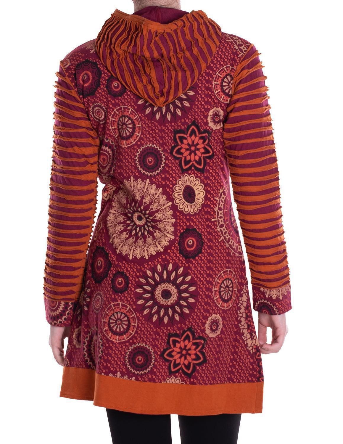 Vishes Kurzmantel Damen Mandala Blumen Jersey-Mantel Hippiemantel Kapuzenmantel Elfen, Hippie, Ethno Style