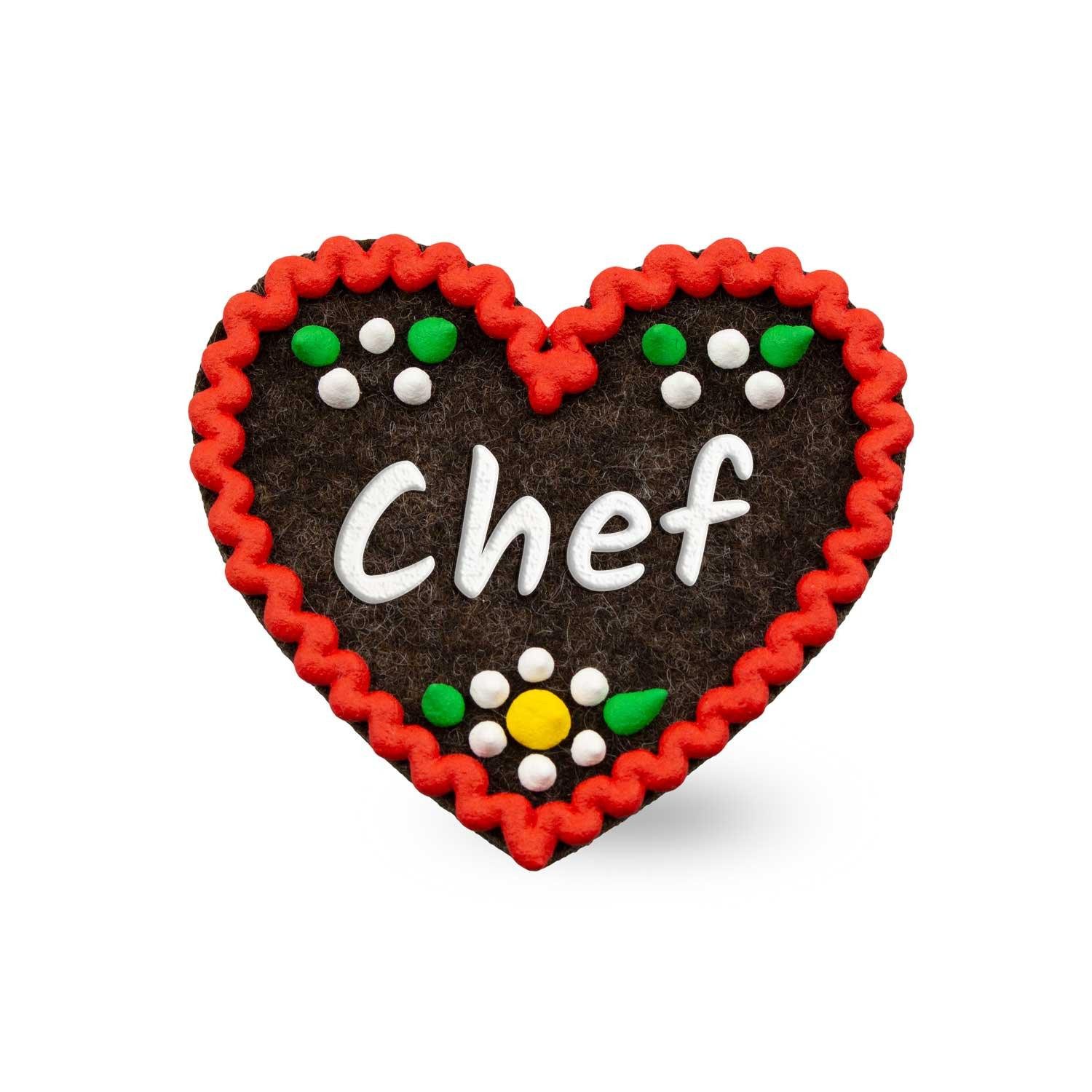 Bavariashop Brosche Filzherz-Anstecker "Chef" günstig online kaufen