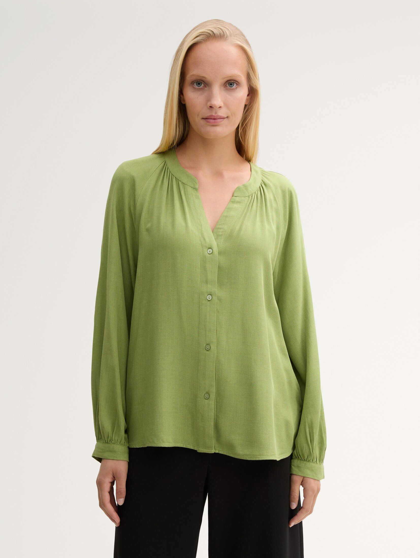 Langarmbluse Bluse mit Raffungen