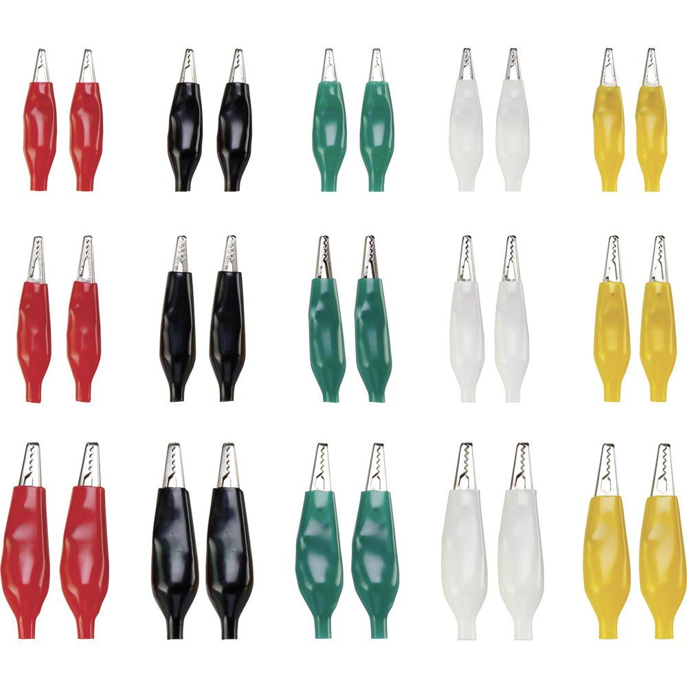 TRU COMPONENTS Krokodilklemme TRU COMPONENTS 93038C196 Krokodilklemmen-Set Schwarz, Rot, Weiß, Grün, 93038C196