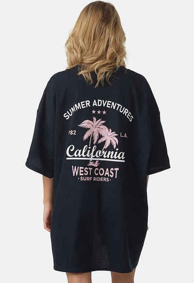 Worldclassca T-Shirt Worldclassca Oversized California Print T-Shirt lang Sommer Oberteil