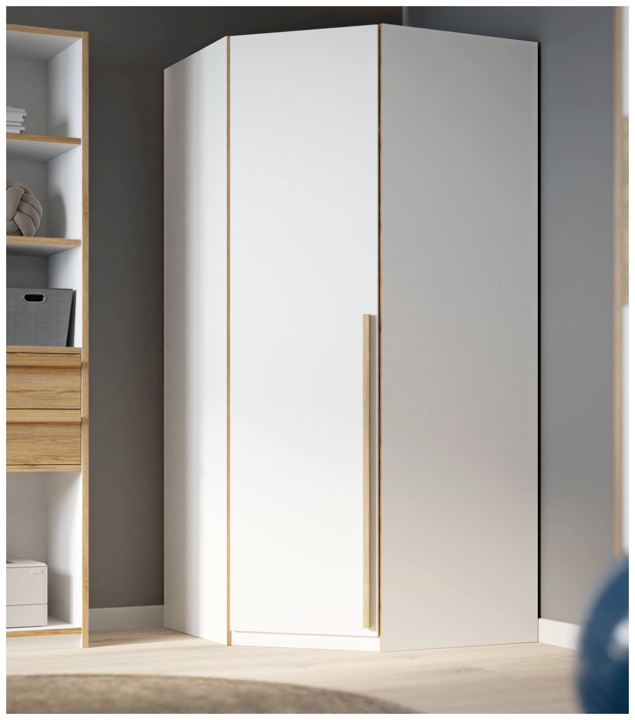 FORTE Kleiderschrank Eckschrank Kleiderschrank S-ROOM in Weiß und Catania Eiche von Forte (1x Eckschrank)