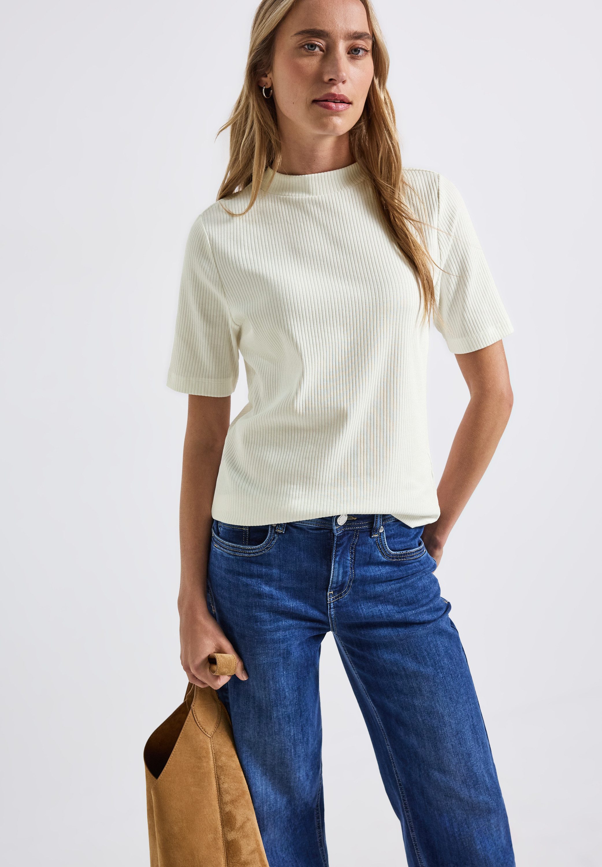 STREET ONE T-Shirt mit Rippstruktur, Sommershirt günstig online kaufen