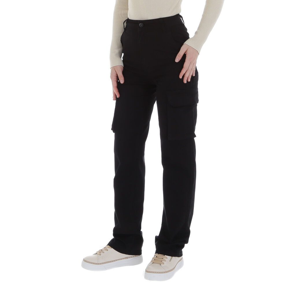 Ital-Design Cargohose Damen Freizeit (86746075) Stretch Stoffhose in Schwarz