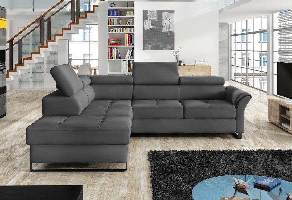 Stylefy Ecksofa Aventine, L-Form, Eckcouch, mane links oder rechts bestellbar, mit Bettkasten und Bettfunktion, Relaxfunktion, inklusive Kopfteilverstellung, Modern Design