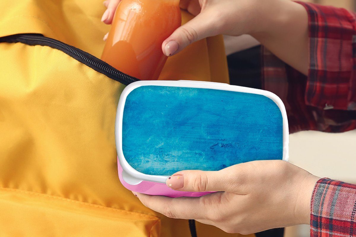 - Snackbox, Mädchen, Erwachsene, Kunststoff Lunchbox Blau, Farbe Brotdose MuchoWow Kunststoff, Wand - (2-tlg), Kinder, für Brotbox rosa
