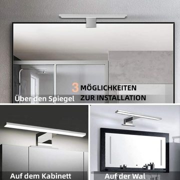 LETGOSPT Spiegelleuchte LED Wandleuchte, 30cm 60cm LED Spiegellampe 230V, LED fest integriert, Kaltweiß, Aufbauleuchte + Klemmleuchte, Schminklicht, Schrank-Beleuchtung 230V