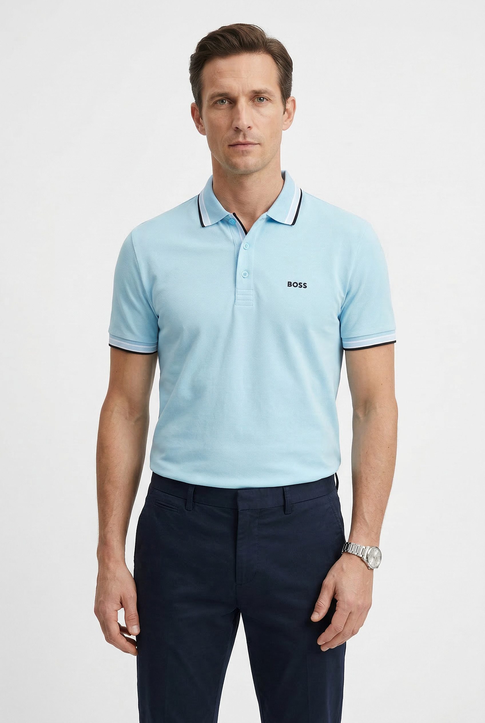 BOSS GREEN Poloshirt Paddy Regular Fit atmungsaktive Piqué-Webstruktur, Flachstrickkragen, gerader Schnitt