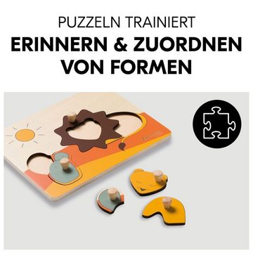 Hauck Steckpuzzle Puzzle N Sort - Lion / Löwe, Puzzleteile, Holz Puzzle für Baby Greifpuzzle für Kinder (ab 1 Jahr)
