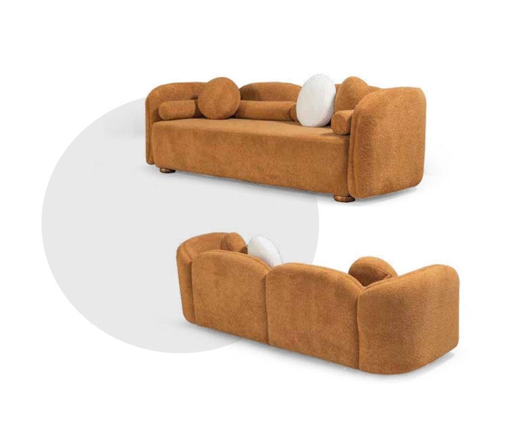 JVmoebel Sofa, Design Sofagarnitur Couch Sitzpolster Sofa Couchen Möbel Stoff 3tlg Orange