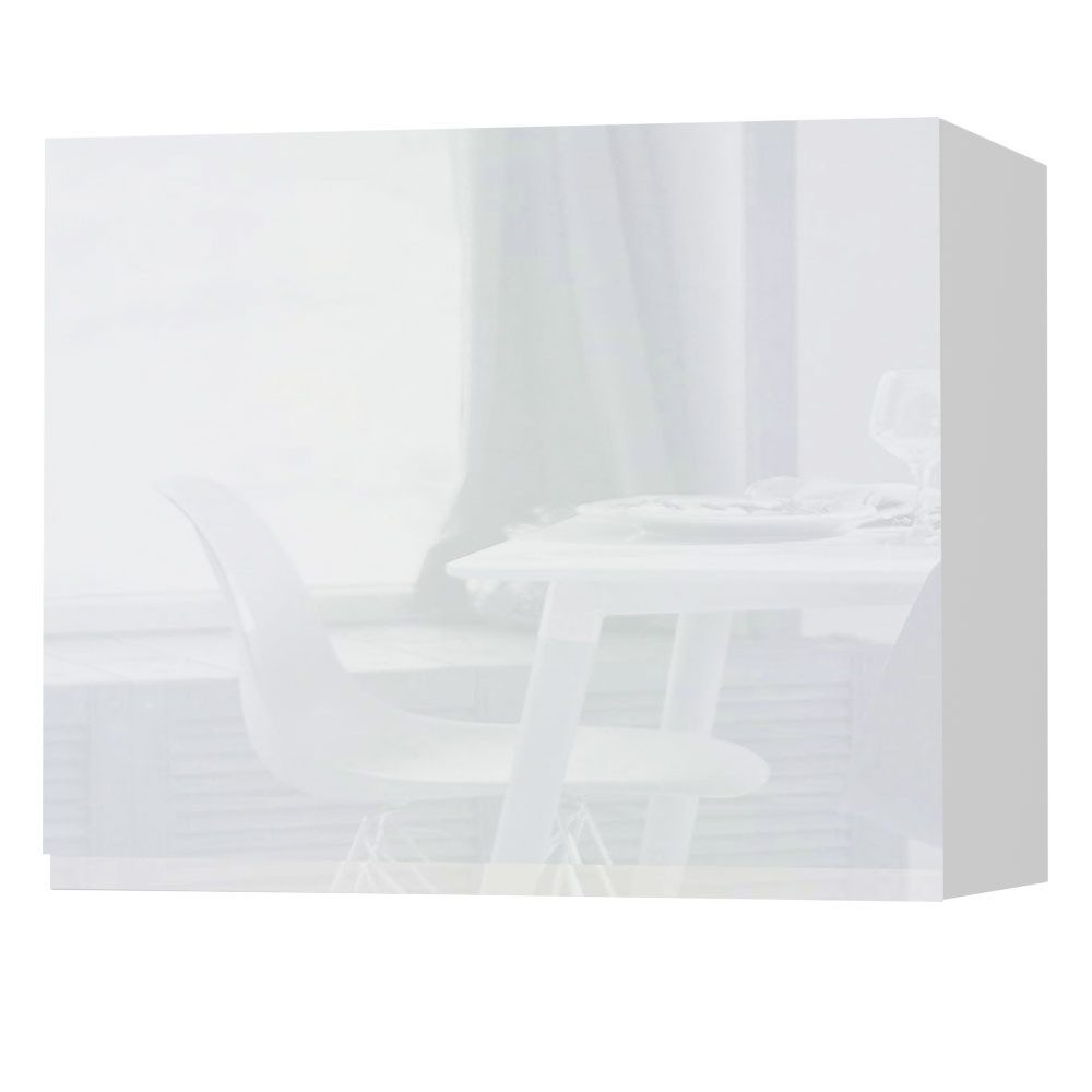 Feldmann-Wohnen Klapphängeschrank Avellino (W8/60, Umschrank für Dunstabzugshaube mit Gasdruckdämpfer, 1-St., moderne Optik, Acrylfronten, Griffmulden) 60x32,5x50cm grifflos weiß - weiß Acryl Hochglanz (AV-W8/60)