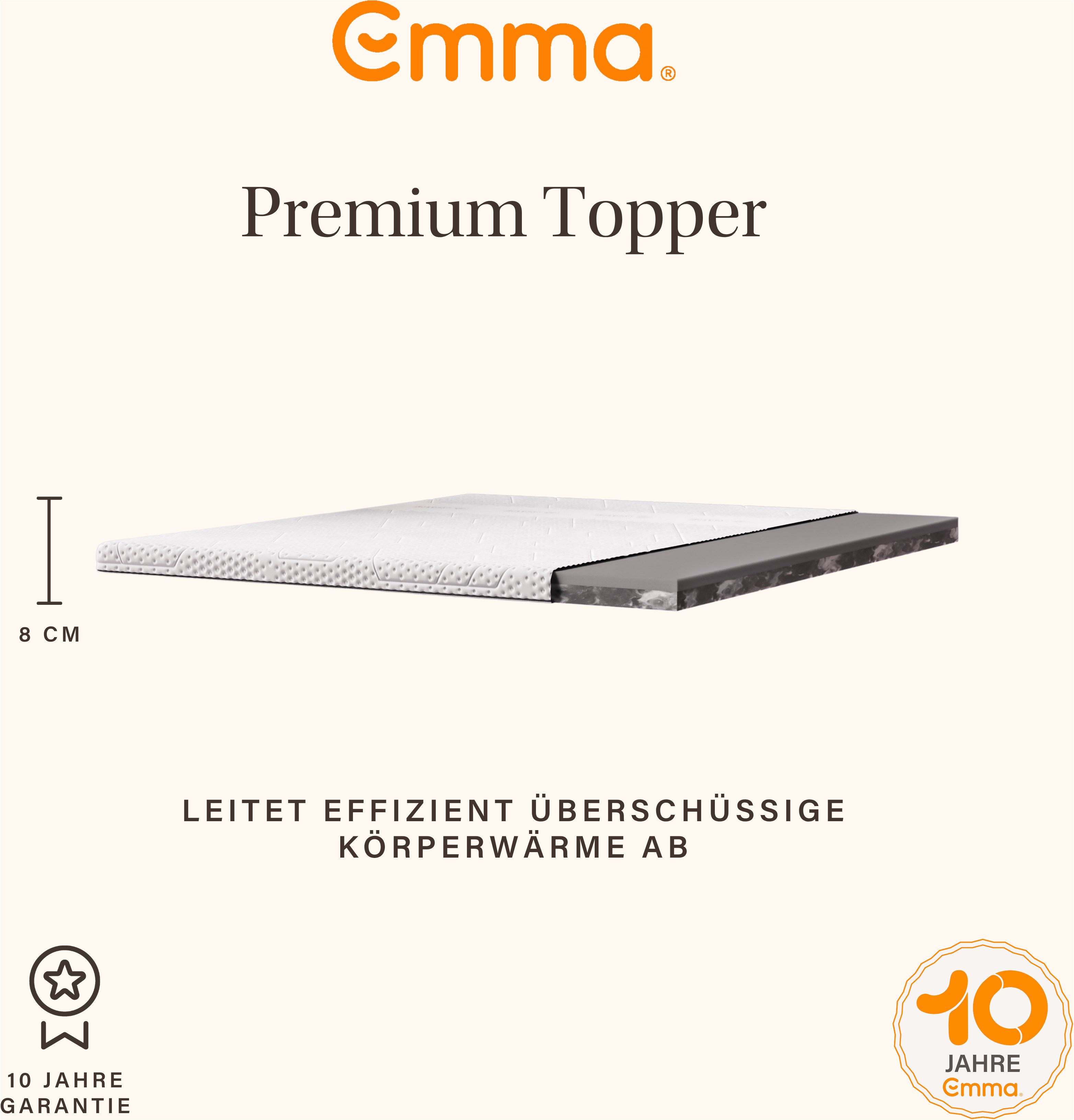 Emma, Topper Emma Premium, 9 cm hoch, Kaltschaum, Komfortschaum, Wendbarer Topper, ab 6x90x200cm und weiteren Größen